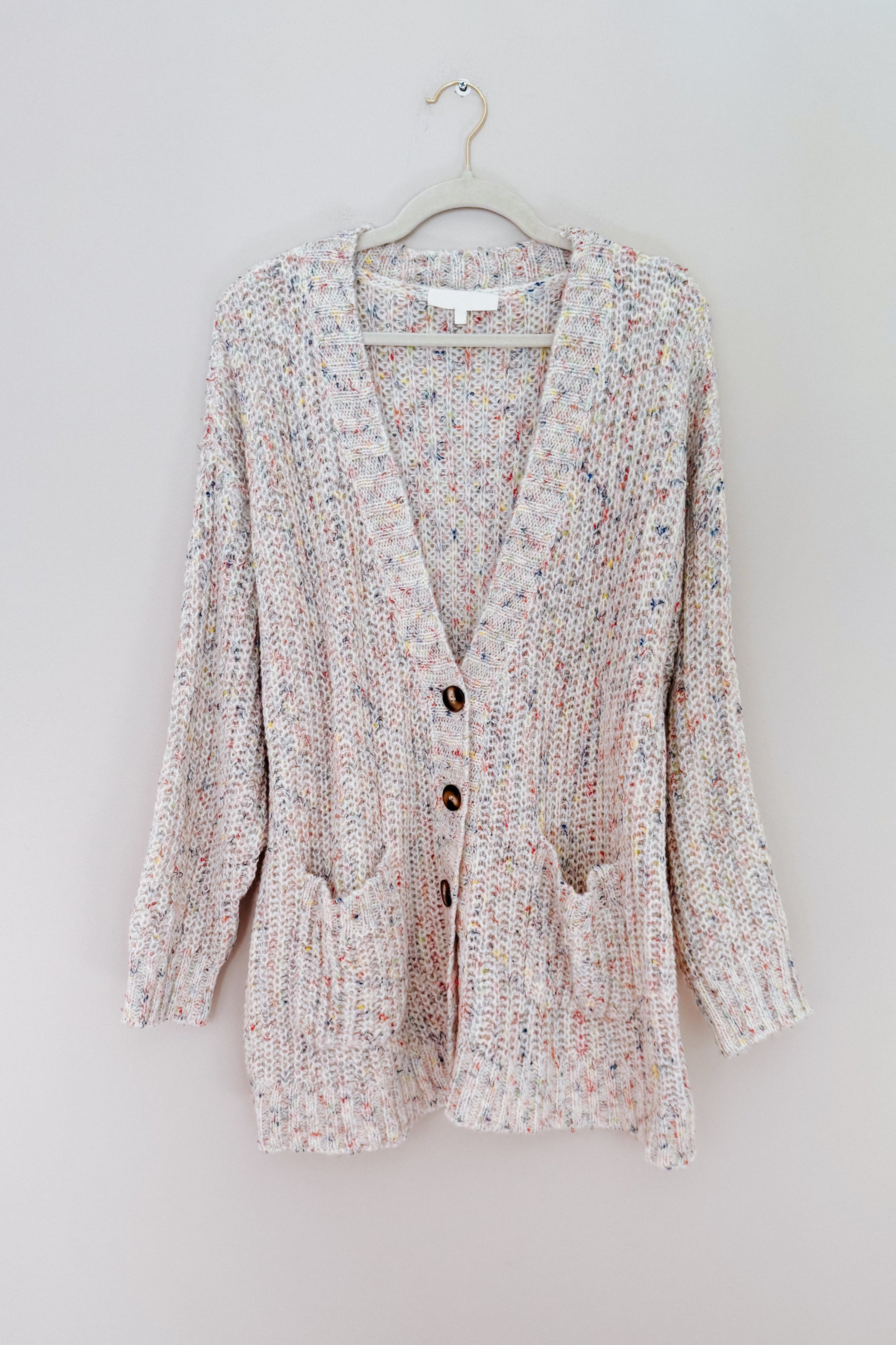 Cozy in Confetti Pocketed Button Cardigan