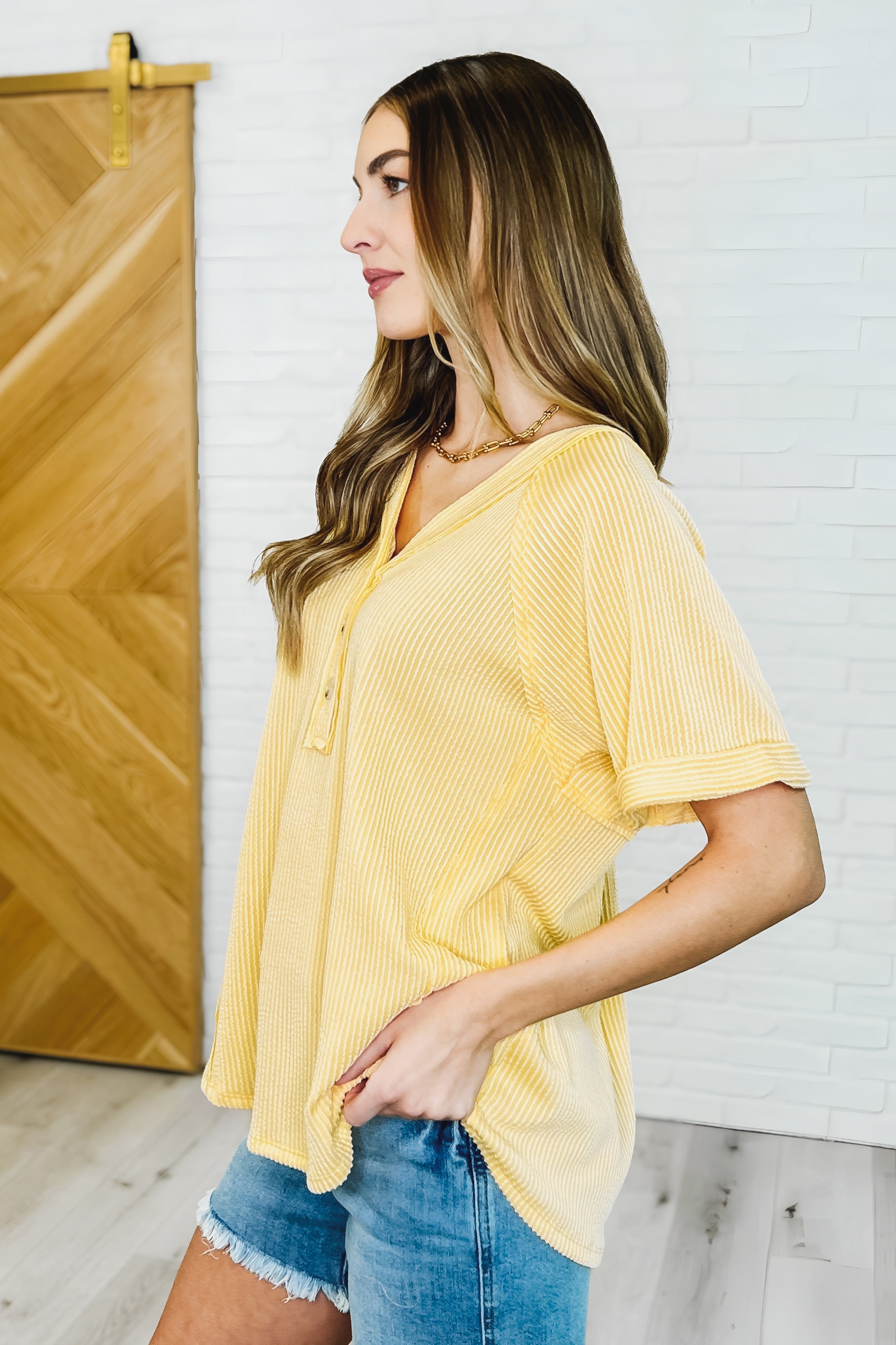 Plain and Sassy V-Neck Tee • Lemonade