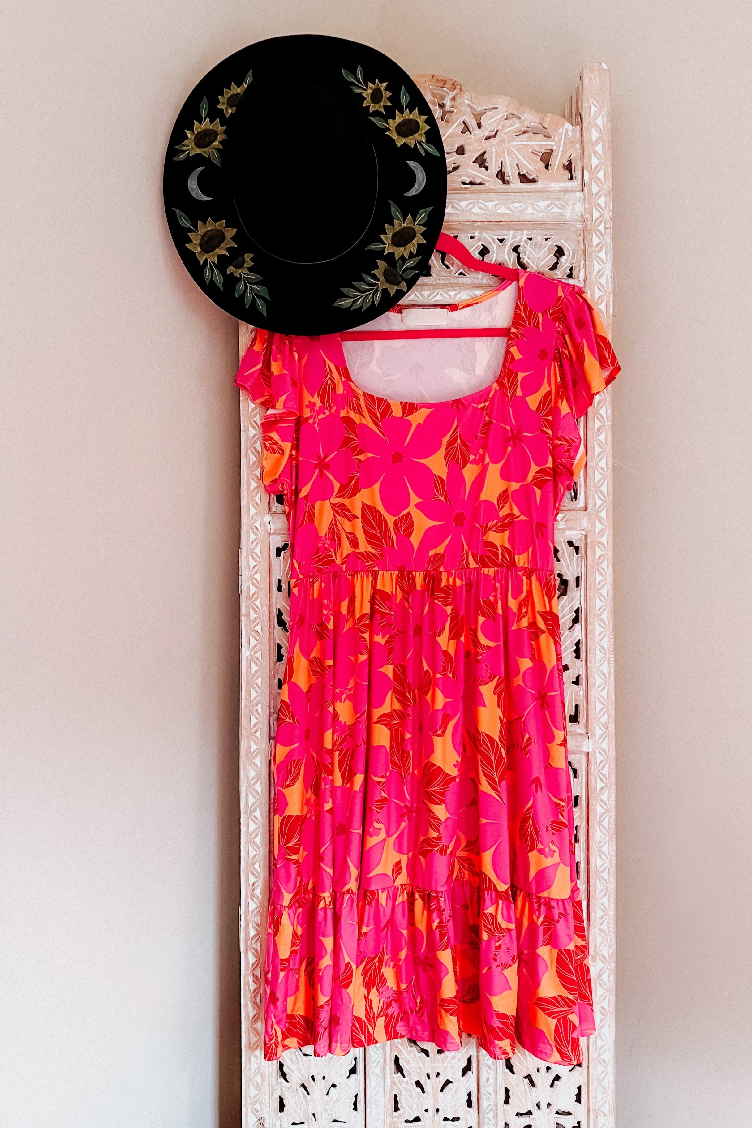 Sun Streaked Afternoon Square Neck Dress - Atomic Wildflower