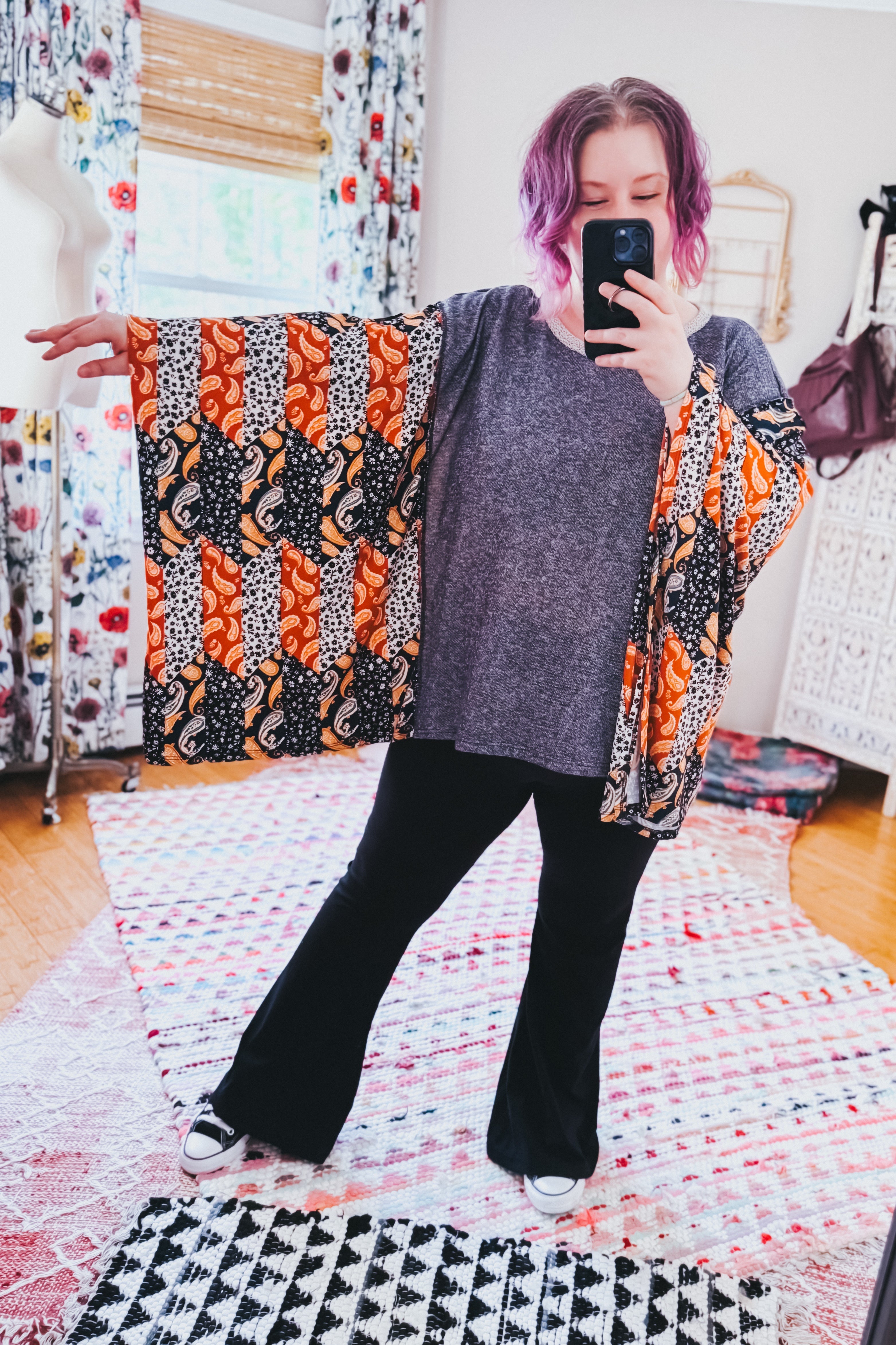 In A Paisley Daydream French Terry Poncho Top