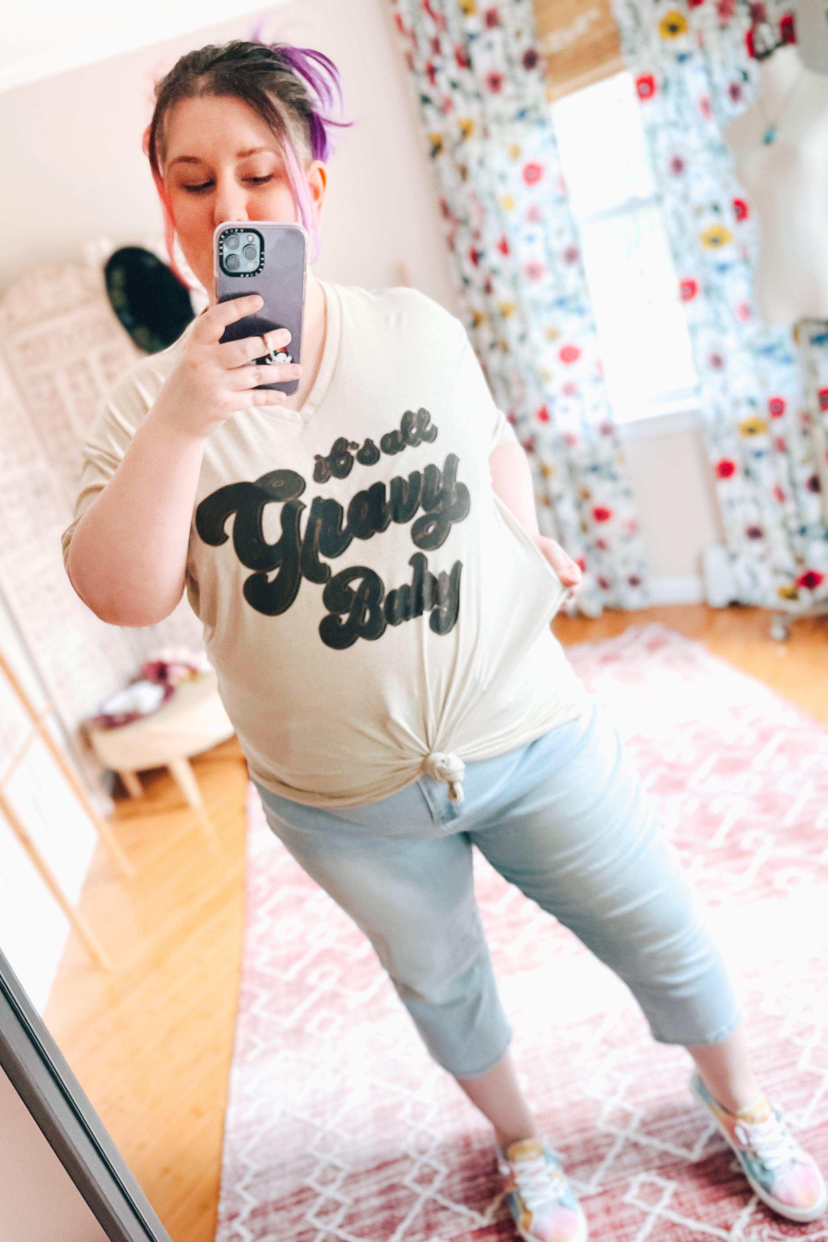 It’s All Gravy Baby V Neck Tee - Atomic Wildflower