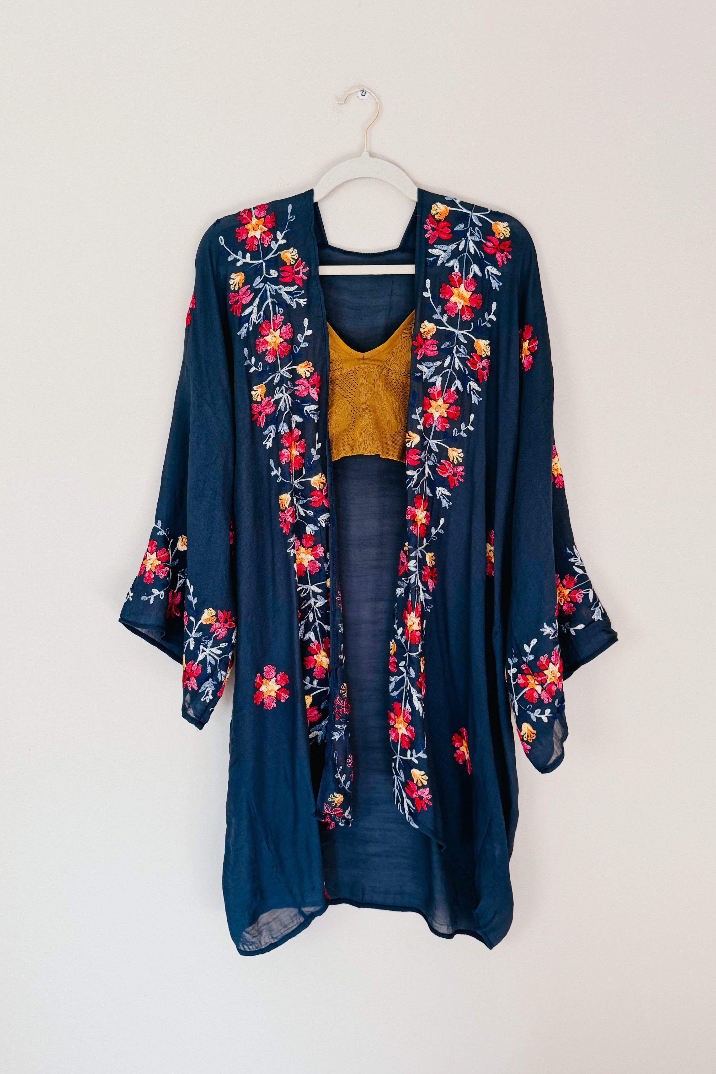 The Sweet Life Embroidered Duster • Navy