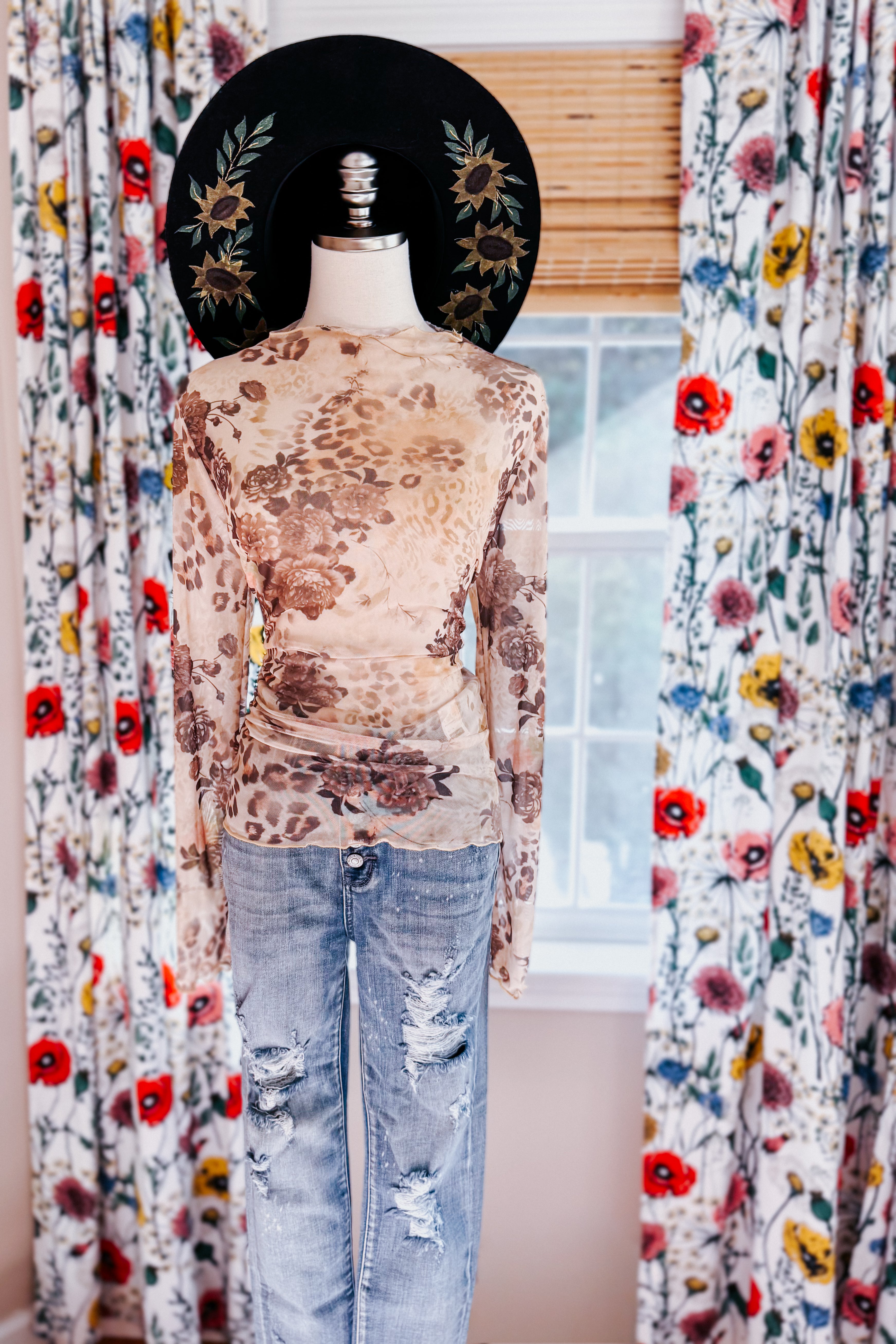 Whispering Wildflowers Semi Sheer Top