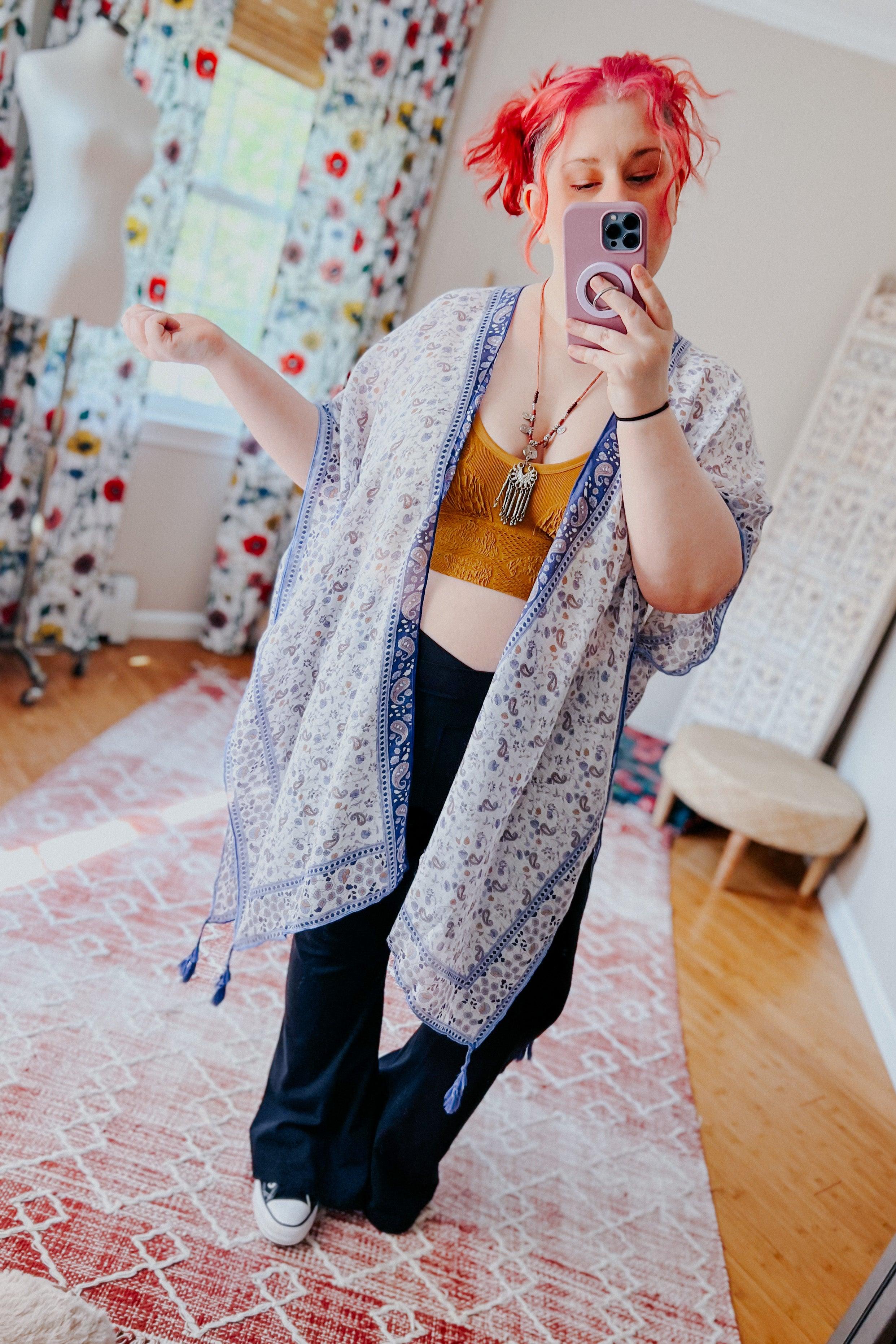 Heat Of The Night Floral Paisley Kimono • Blue - Atomic Wildflower
