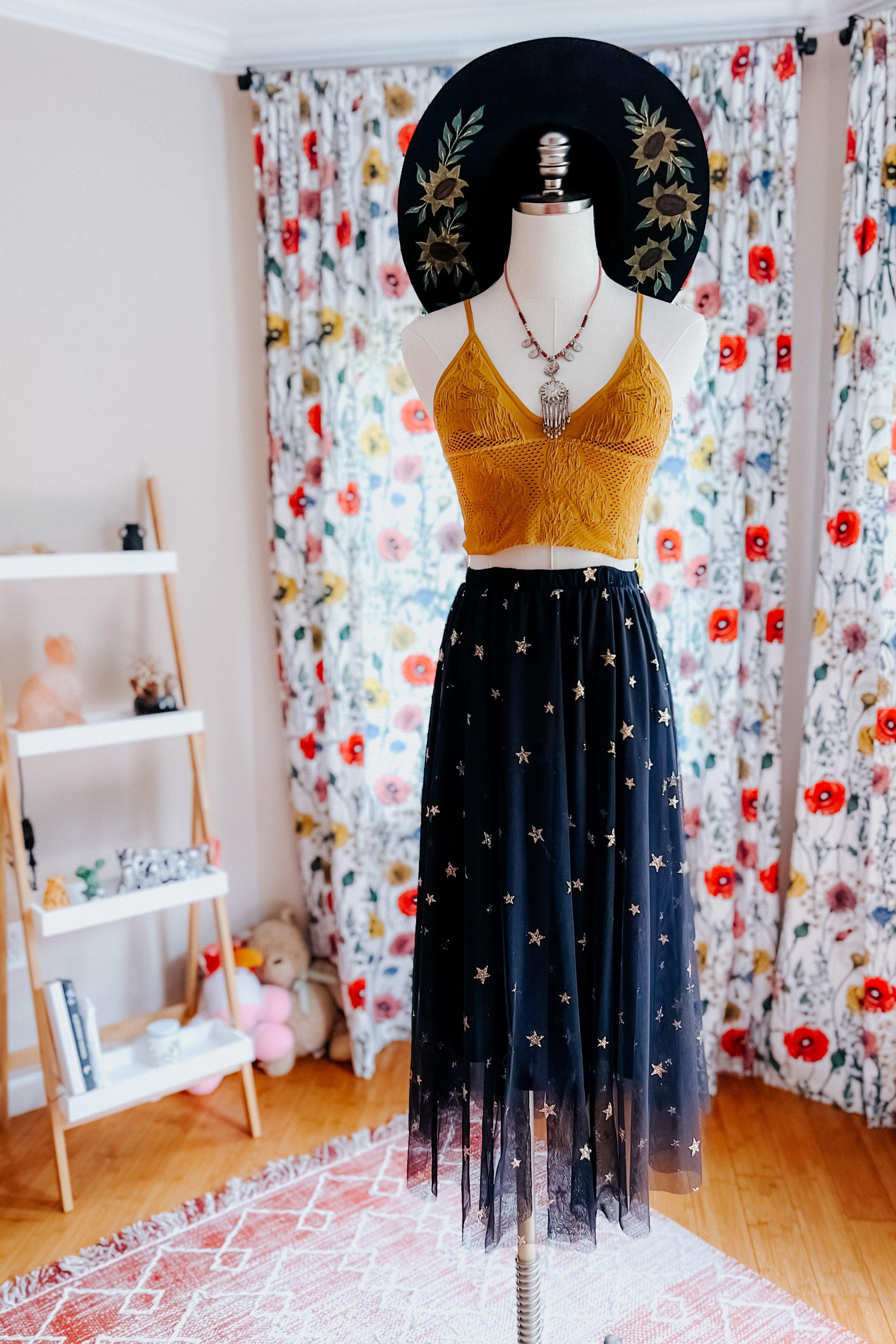 Star Crossed Chiffon Midi Skirt - Atomic Wildflower