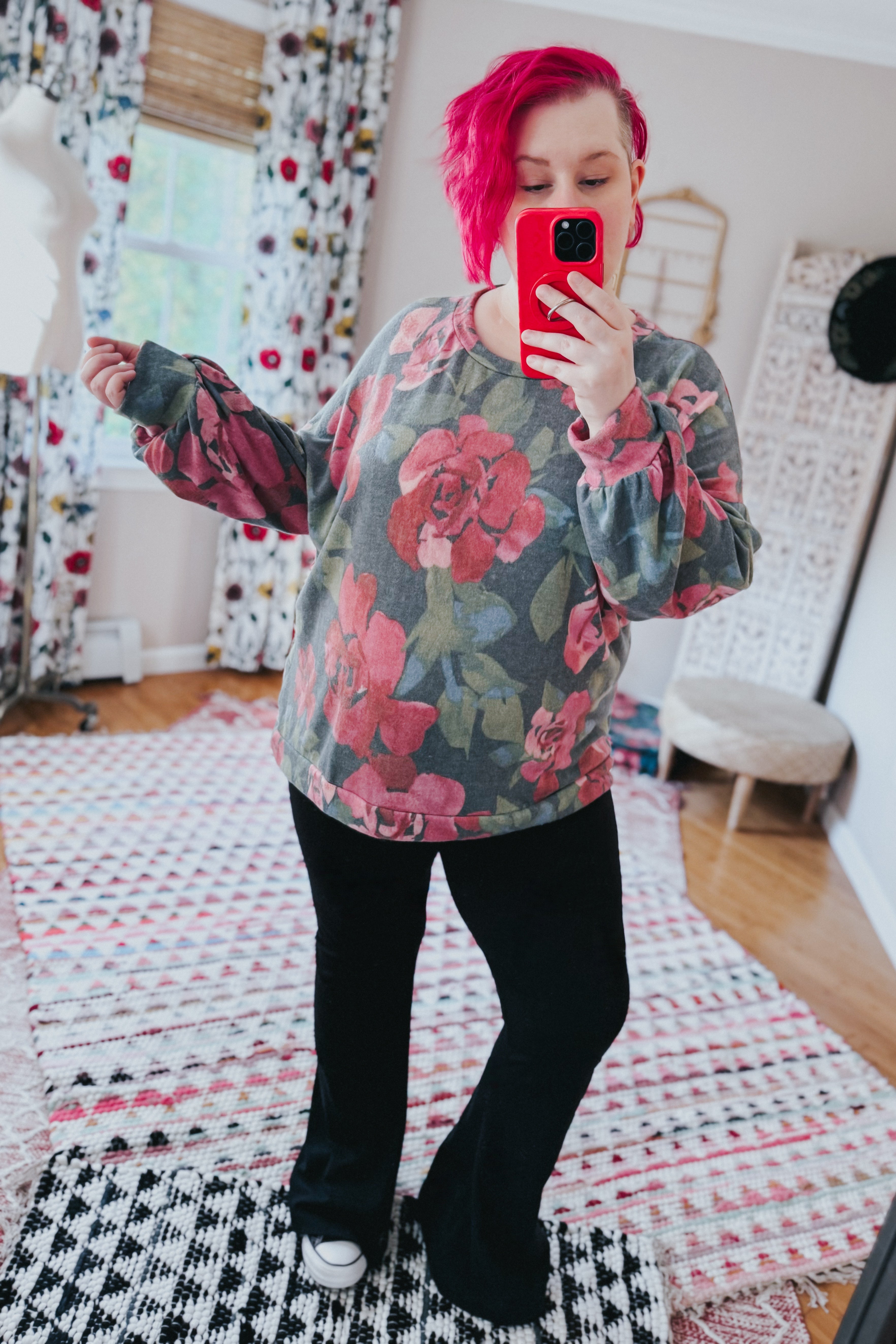 Forever Young Floral Brushed Hacci Sweater Top