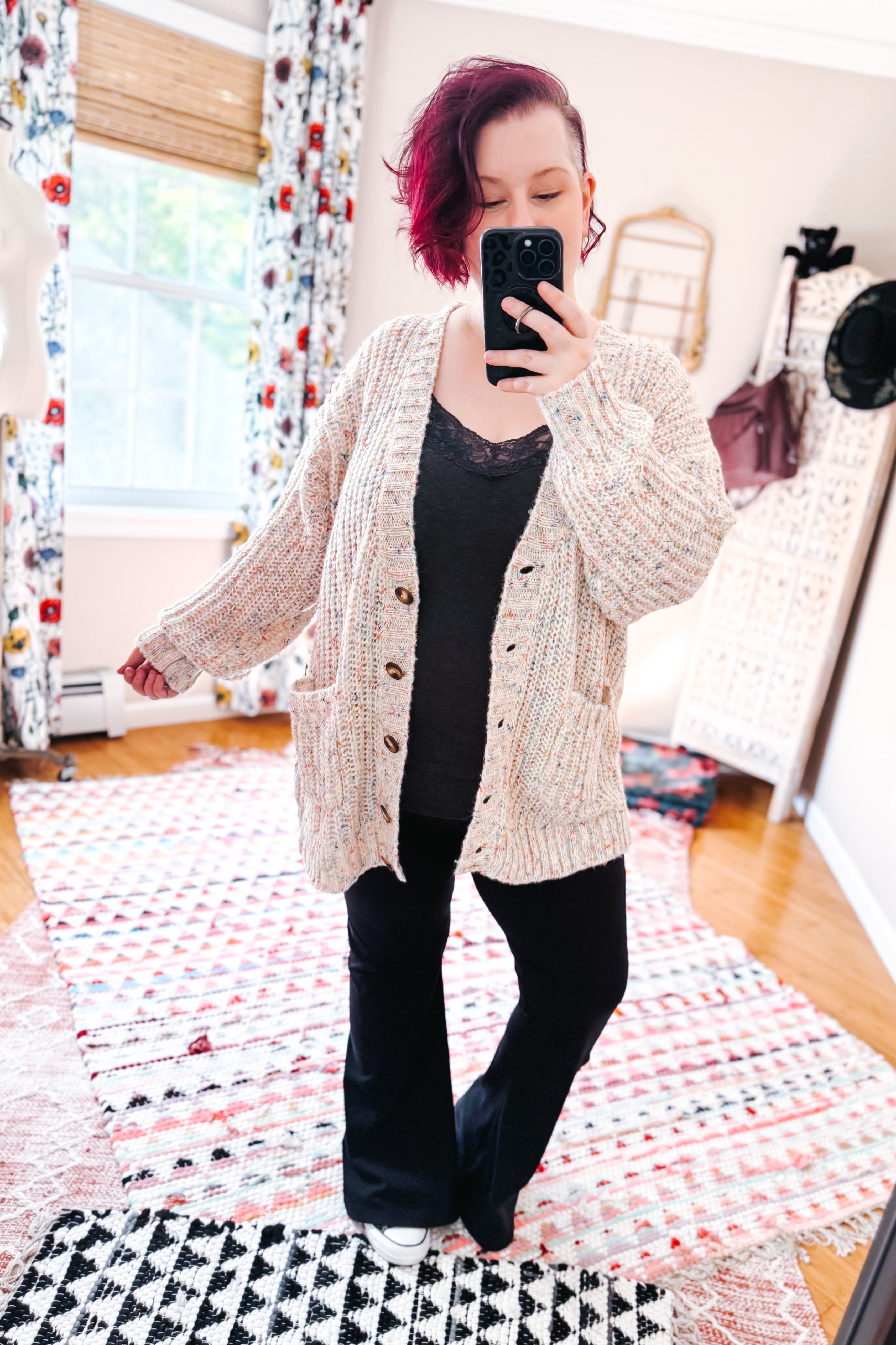 Cozy in Confetti Pocketed Button Cardigan
