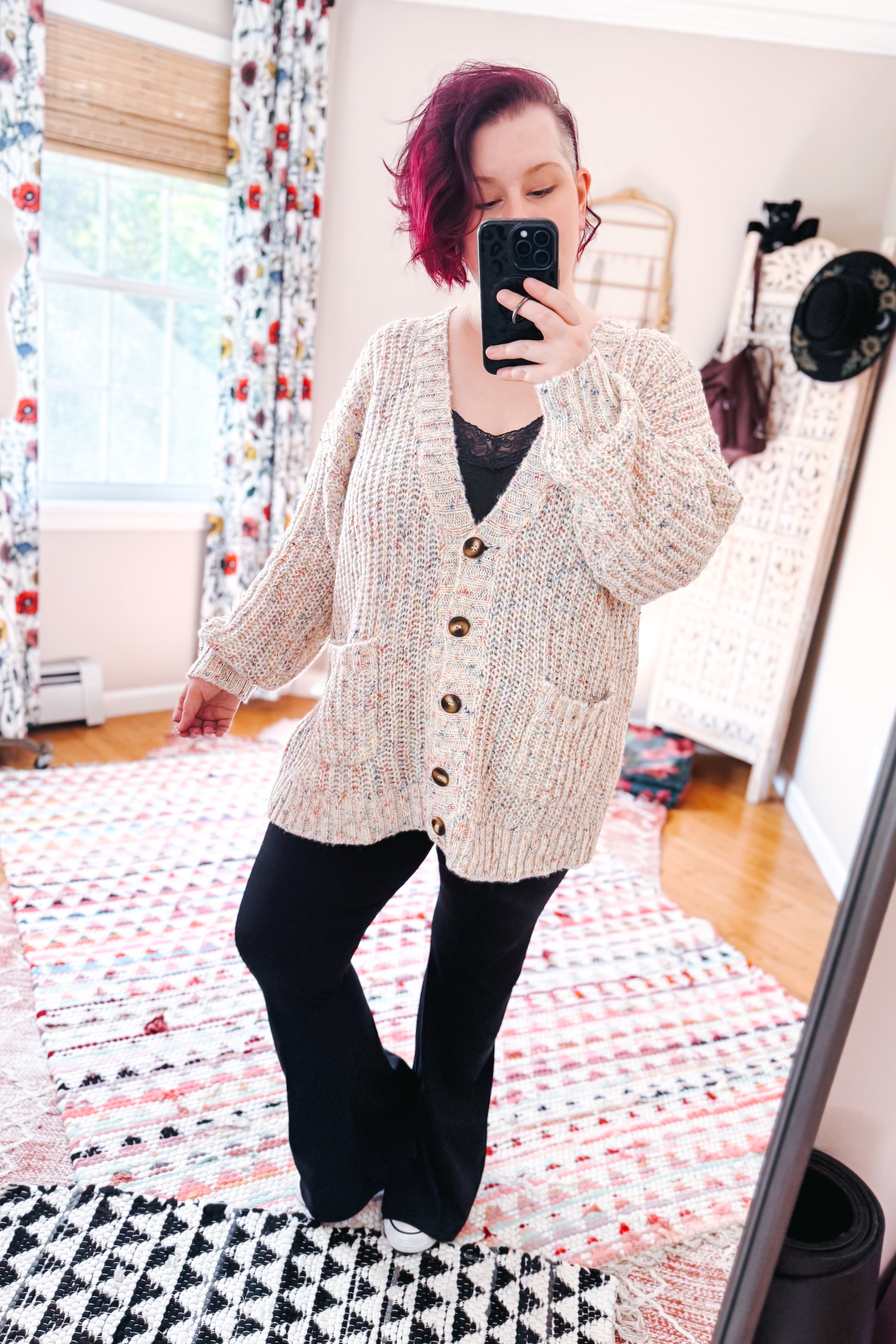 Cozy in Confetti Pocketed Button Cardigan