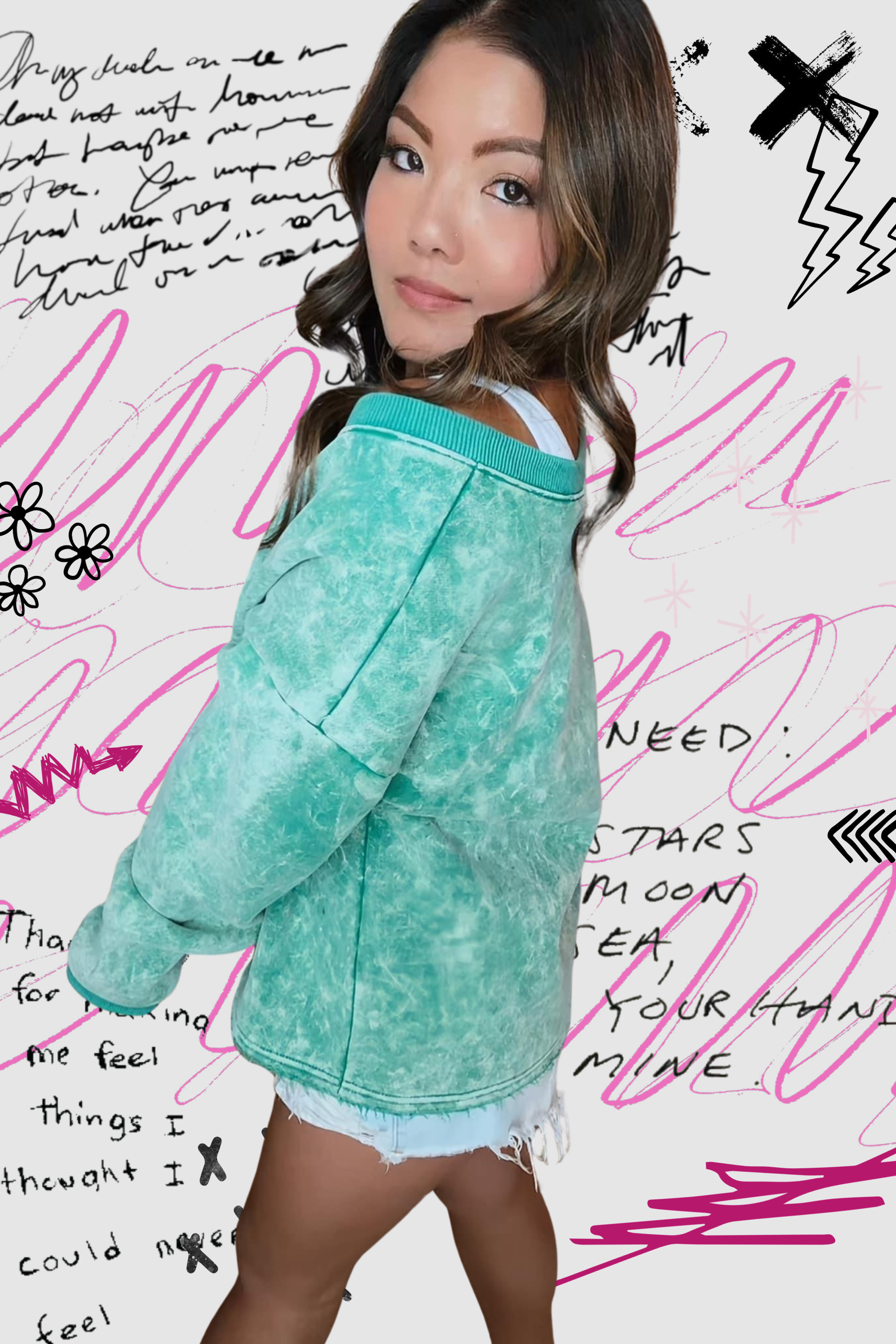 Bad Company Acid Wash Cropped Pullover • Sea Green
