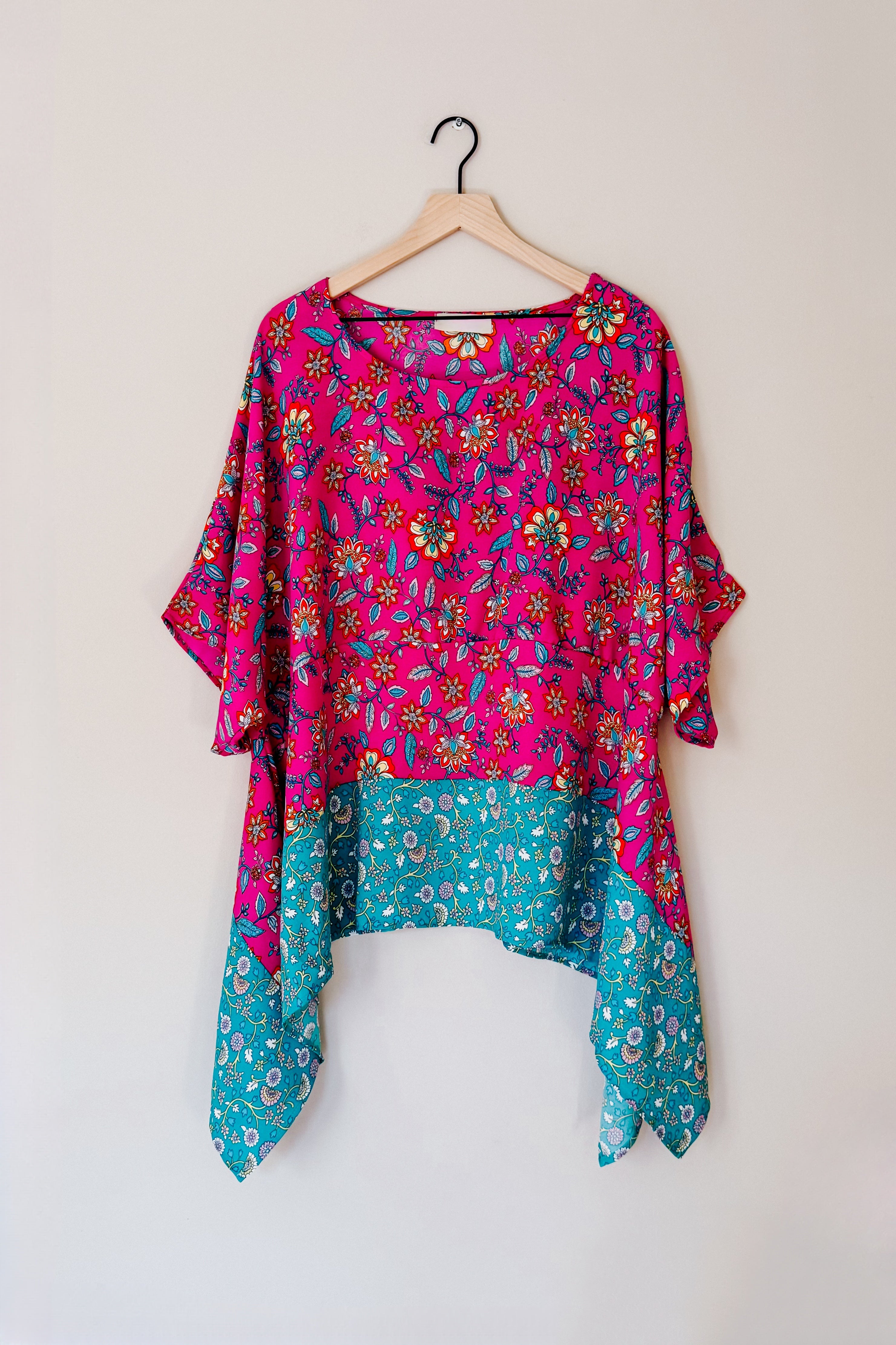 Vacay Ready Floral Paisley Shark Bite Hem Top