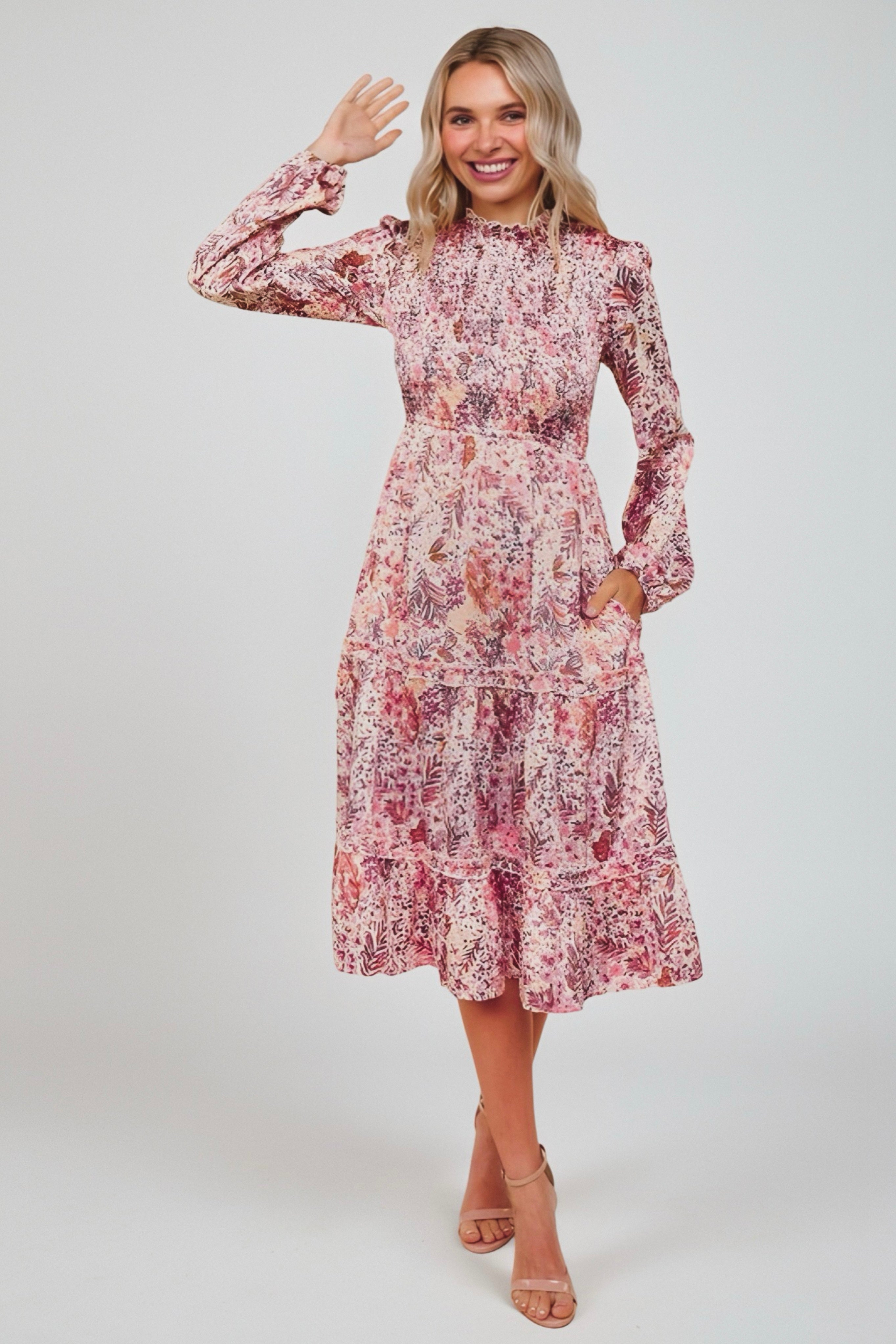 Bloom and Twirl Satin Floral Dress