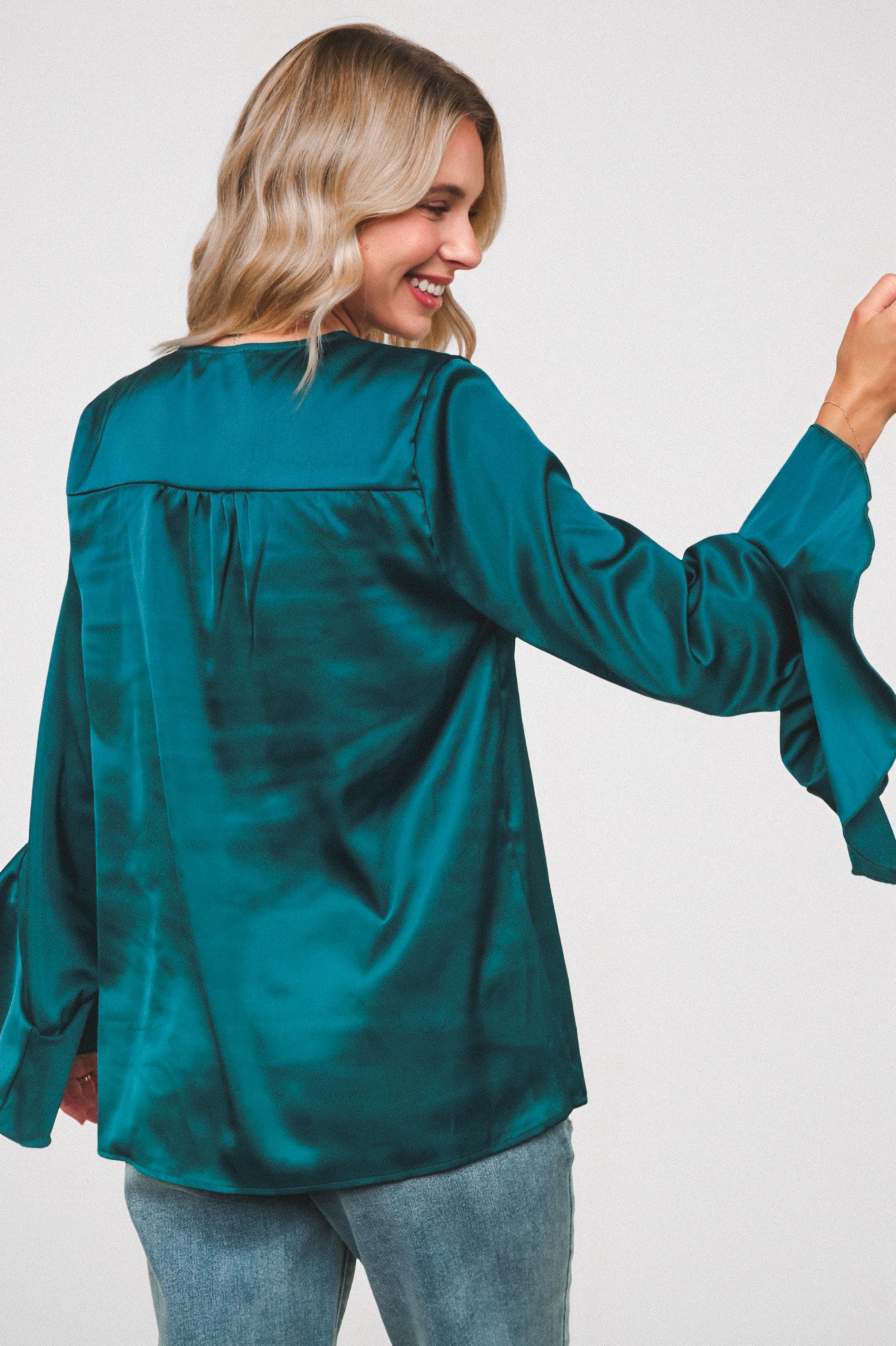 Teal Temptation Silk Blouse