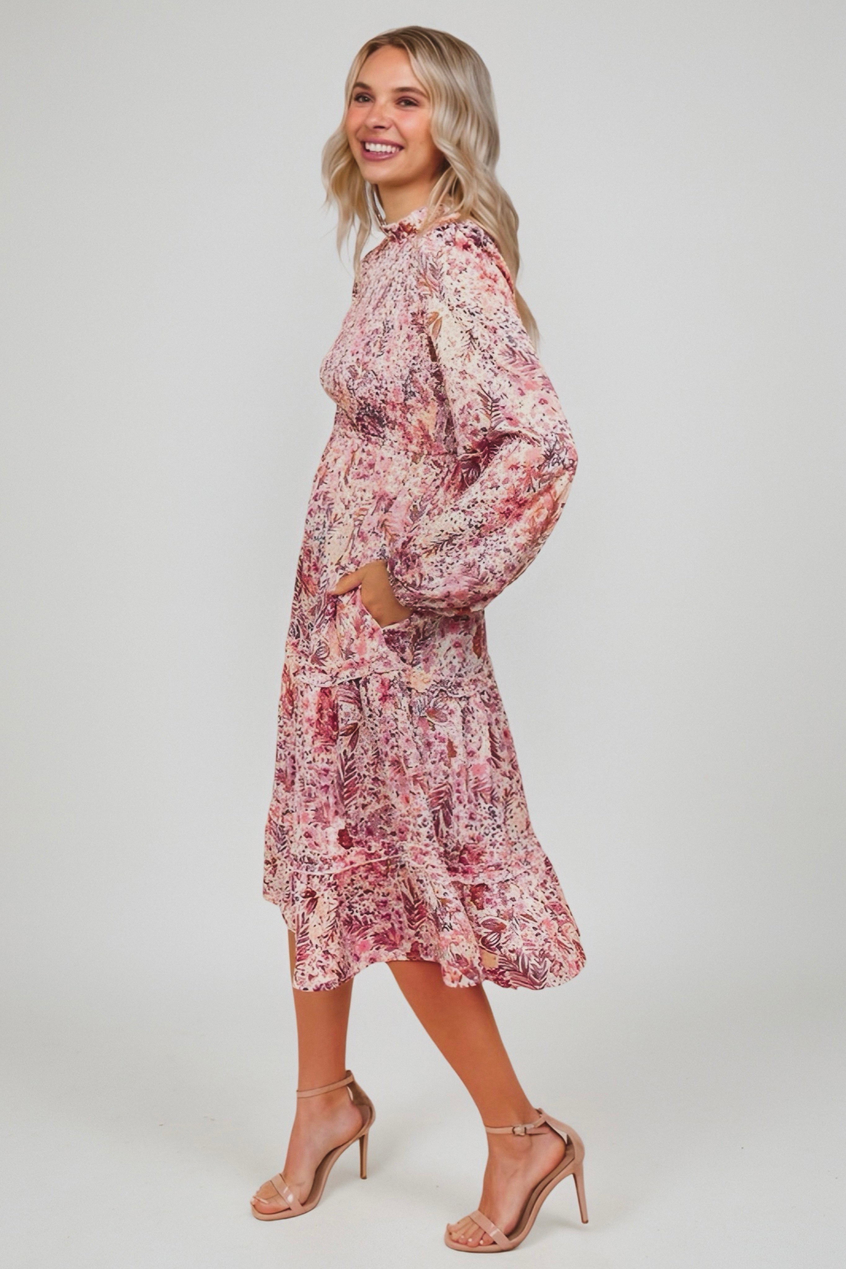 Bloom and Twirl Satin Floral Dress
