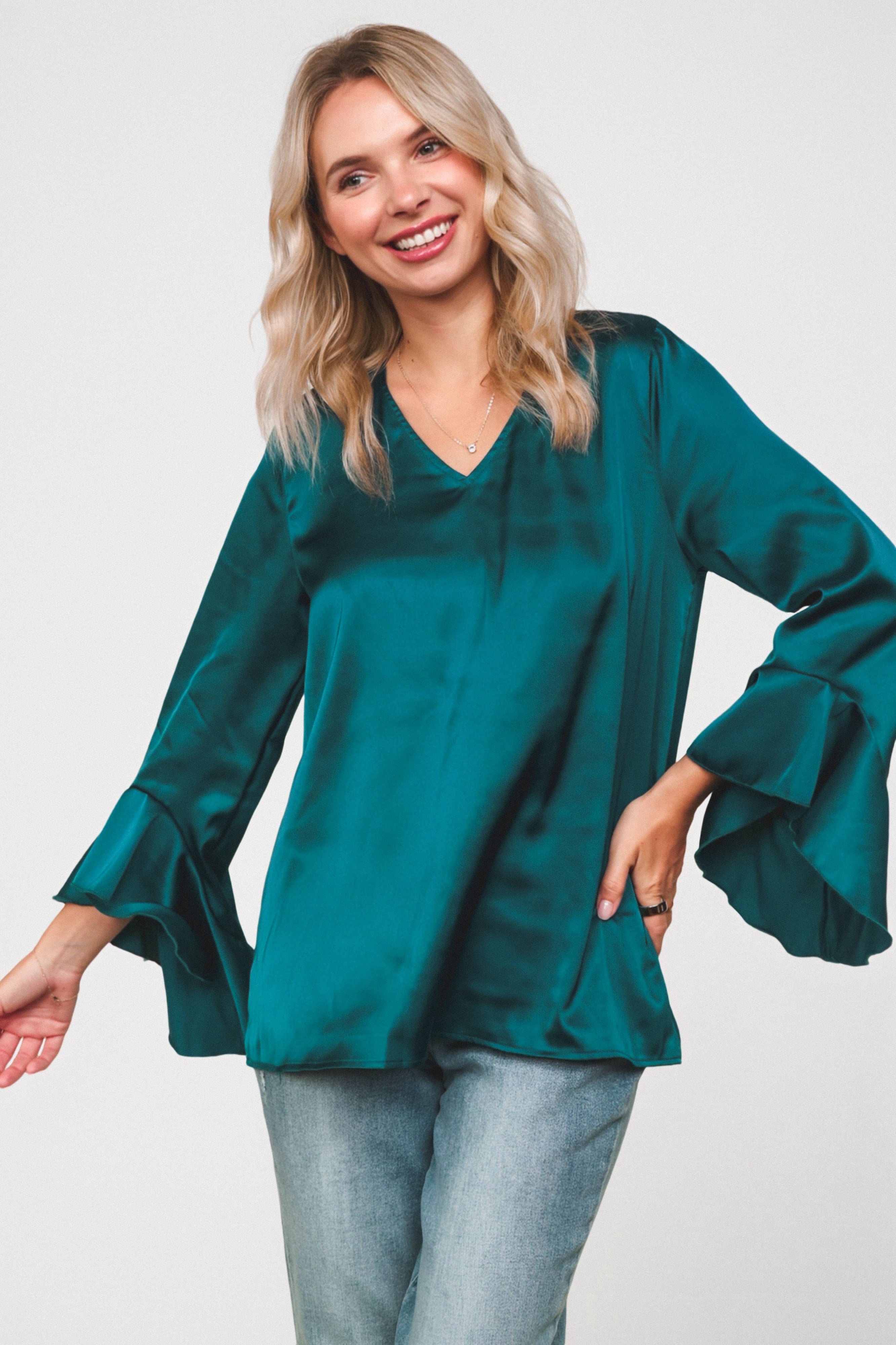 Teal Temptation Silk Blouse