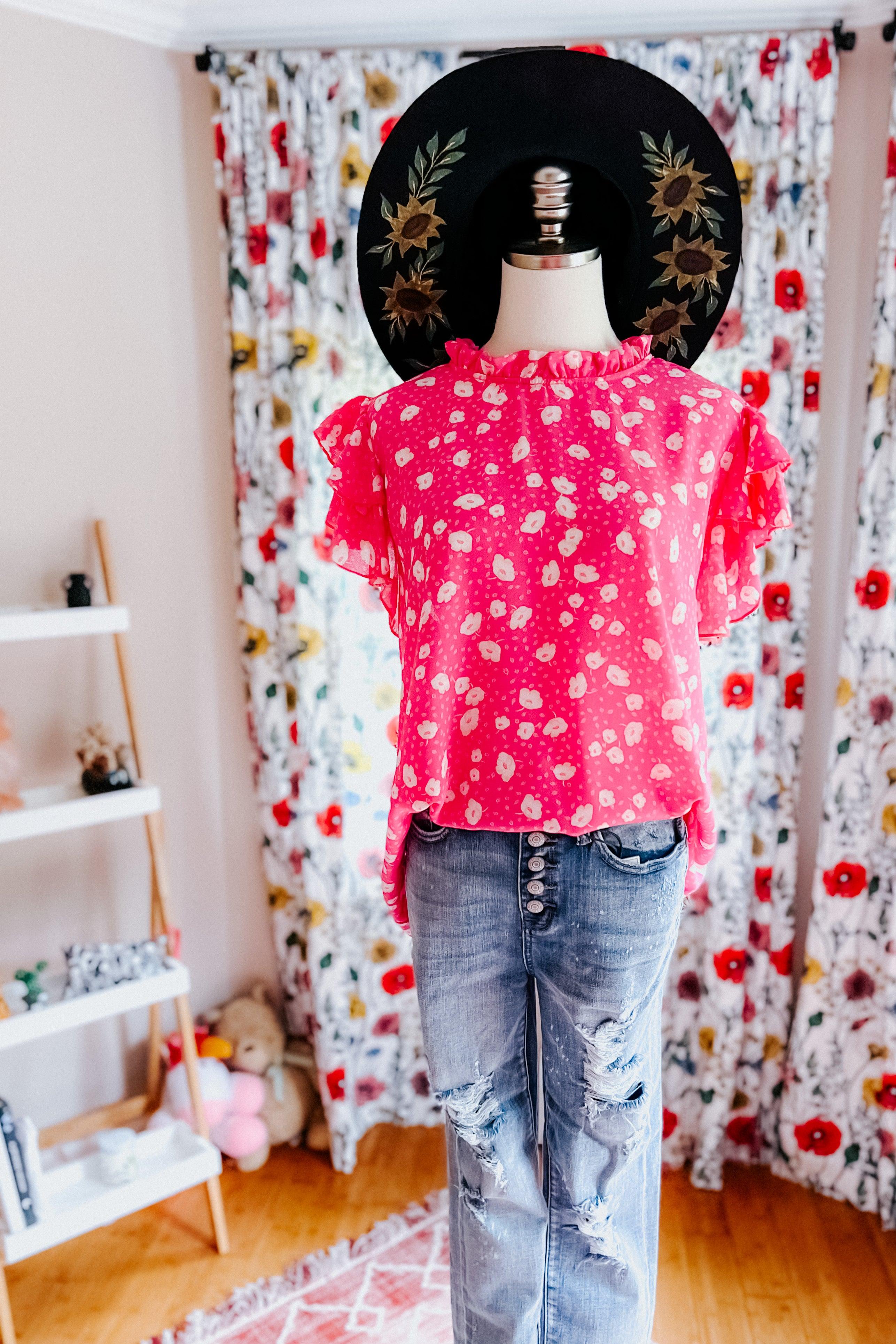Everything’s Rosie Double Flutter Sleeve Top - Atomic Wildflower