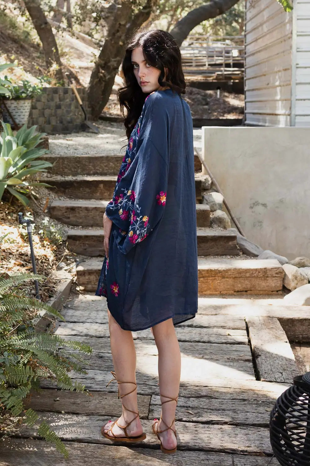 The Sweet Life Embroidered Kimono • Navy - Atomic Wildflower