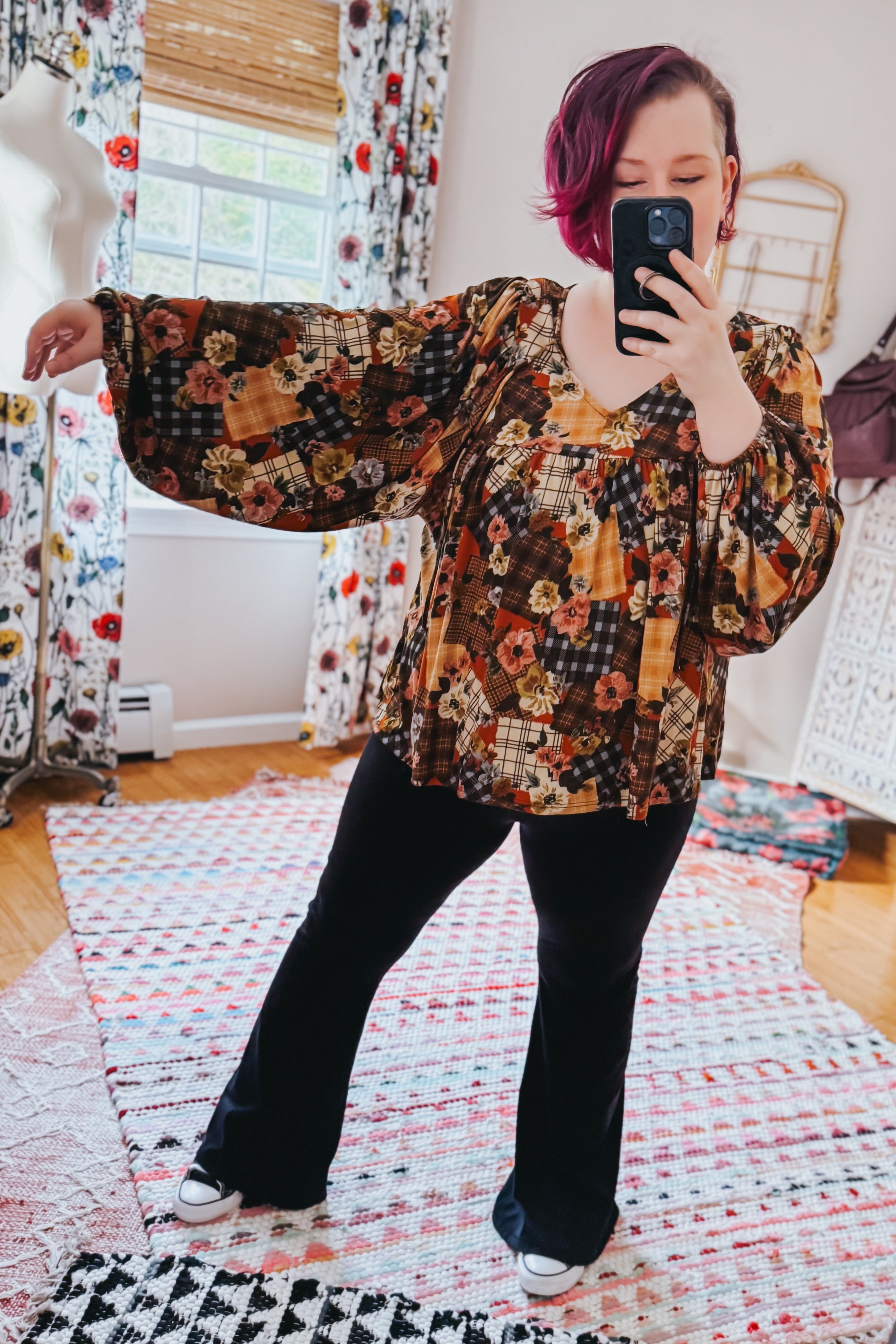Apple Cider Patchwork Print Blouse