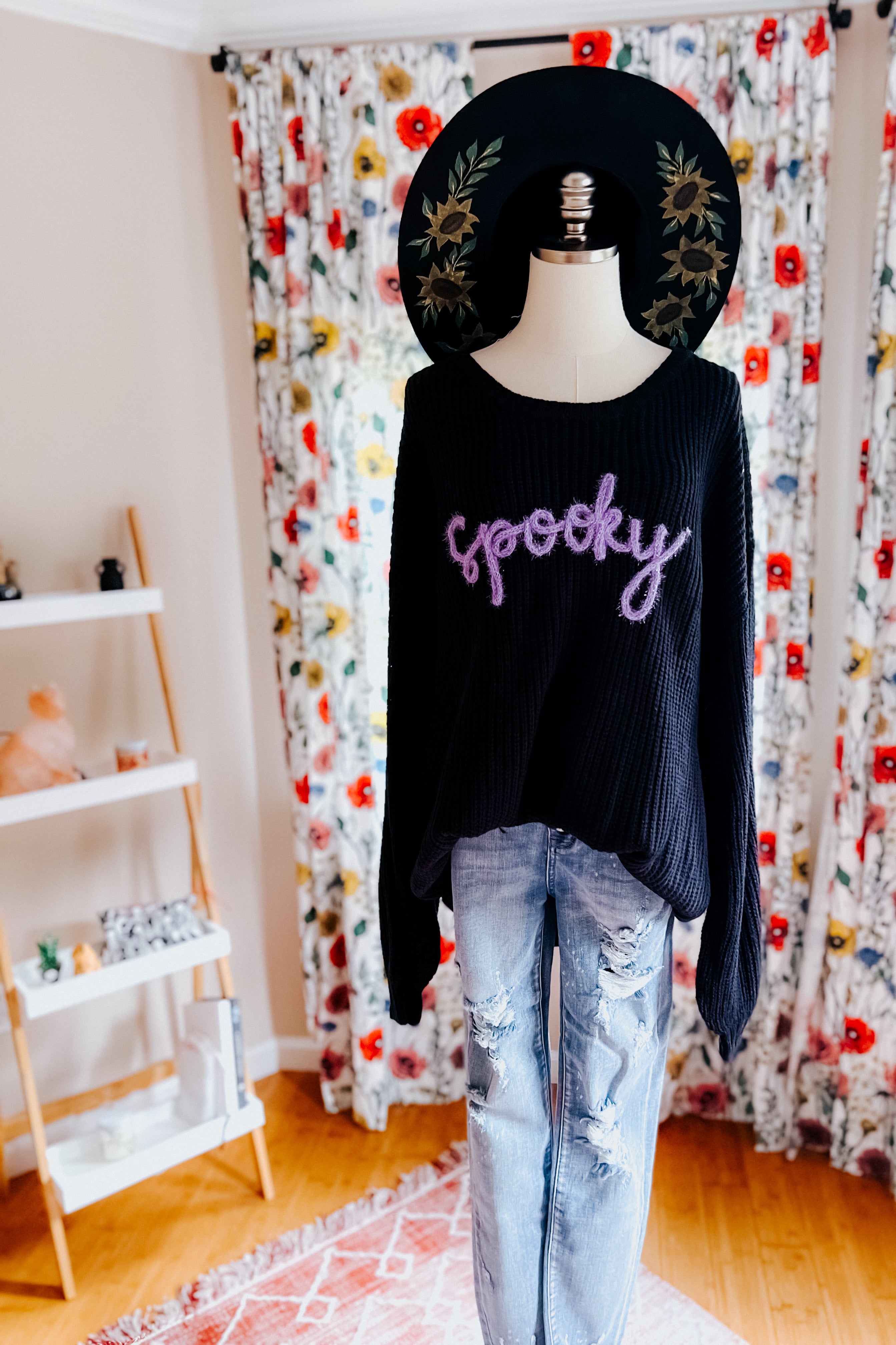 All Eyes On Me Embroidered "Spooky” Sweater