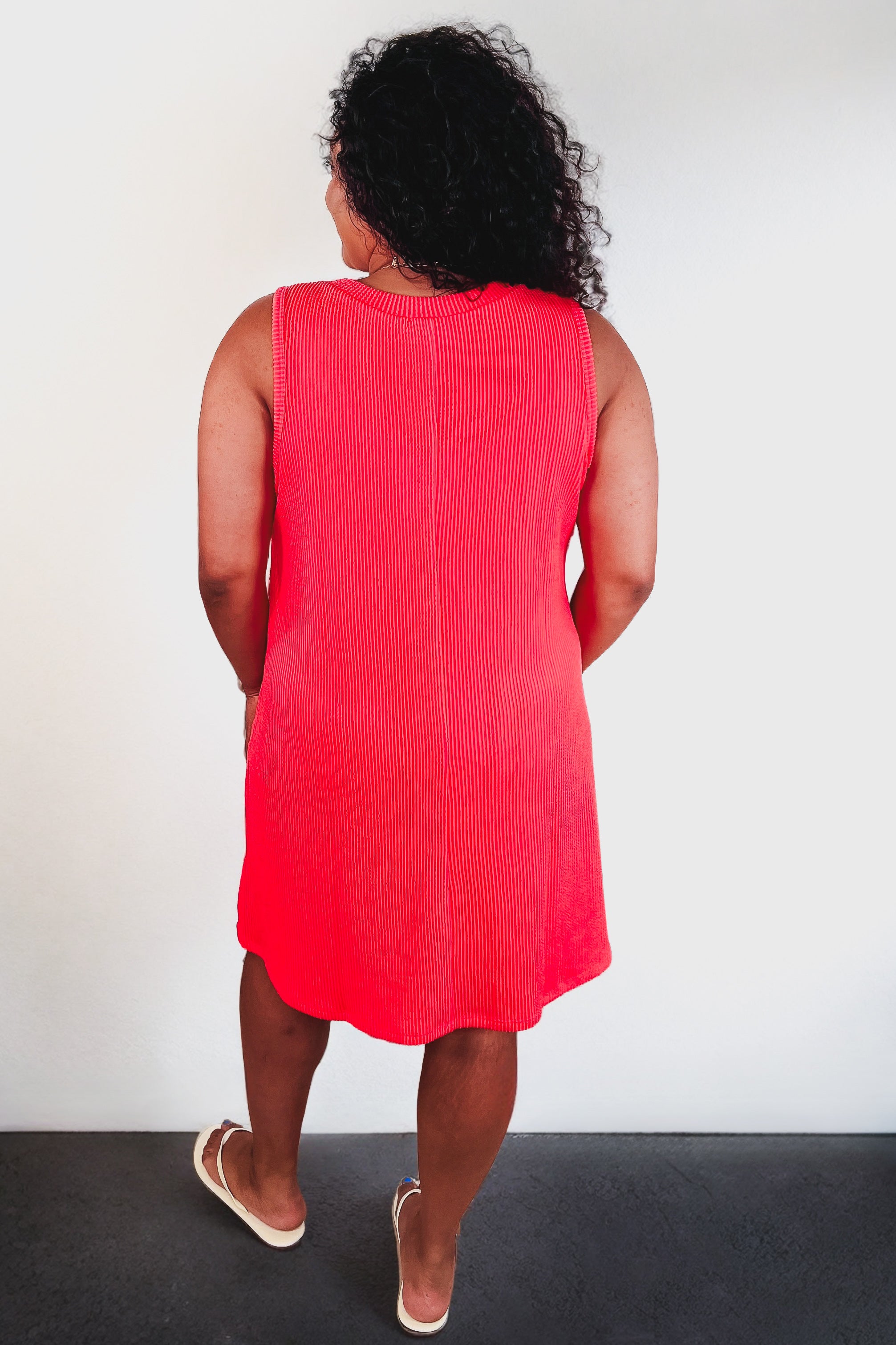The Power I Hold V-Neck Ribbed Knit Dress • Summer Coral