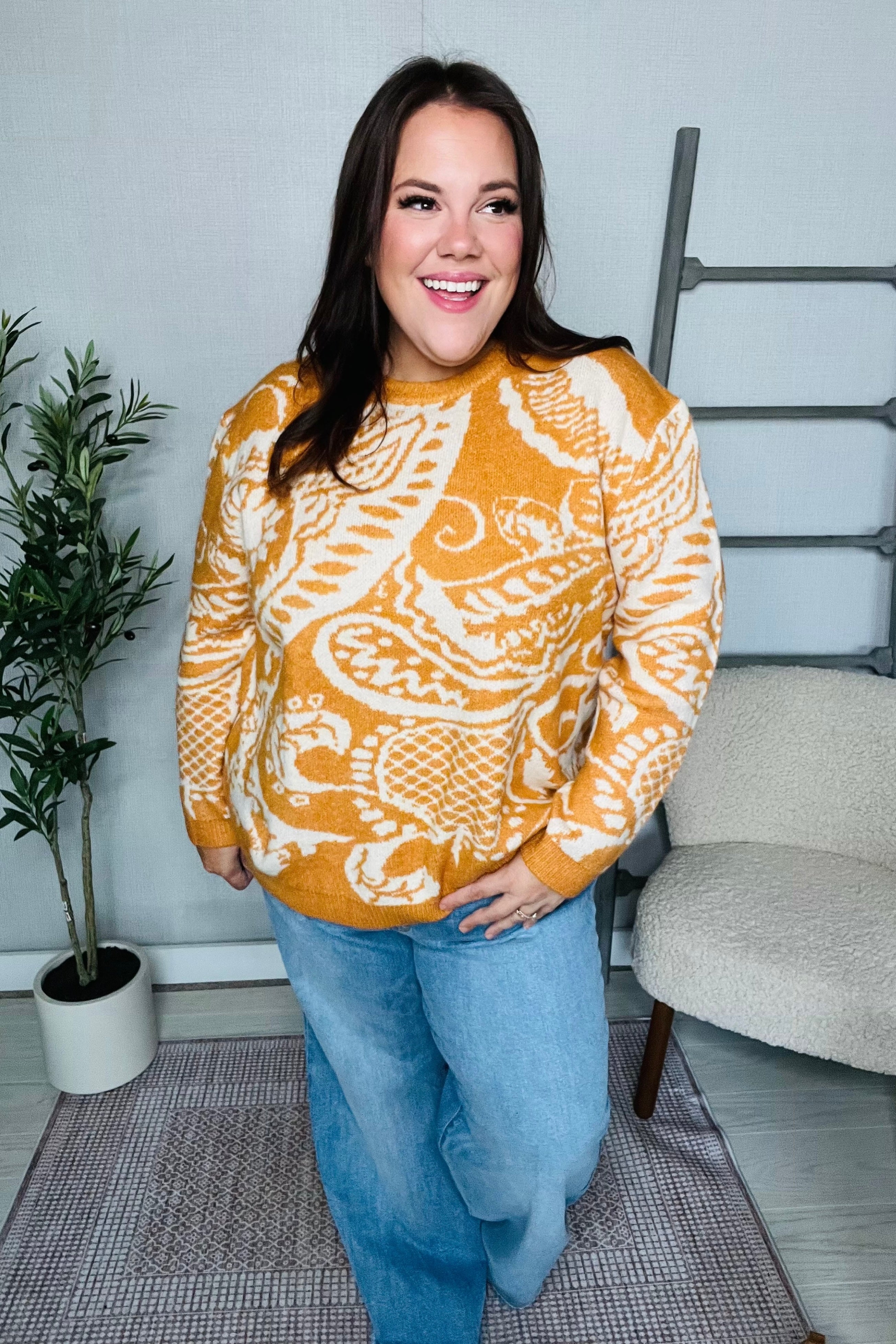 Spice at Sunrise Cozy Knit Pullover