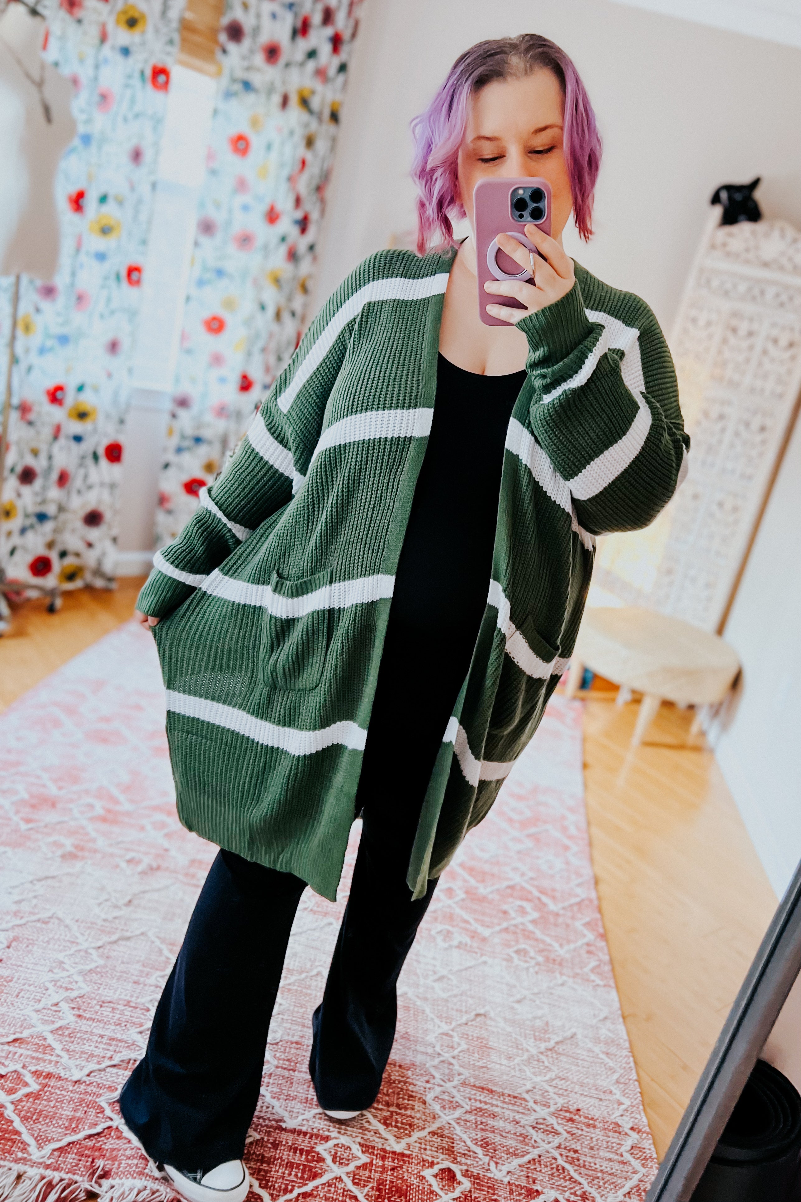 Brighter is Better Striped Cardigan • Green