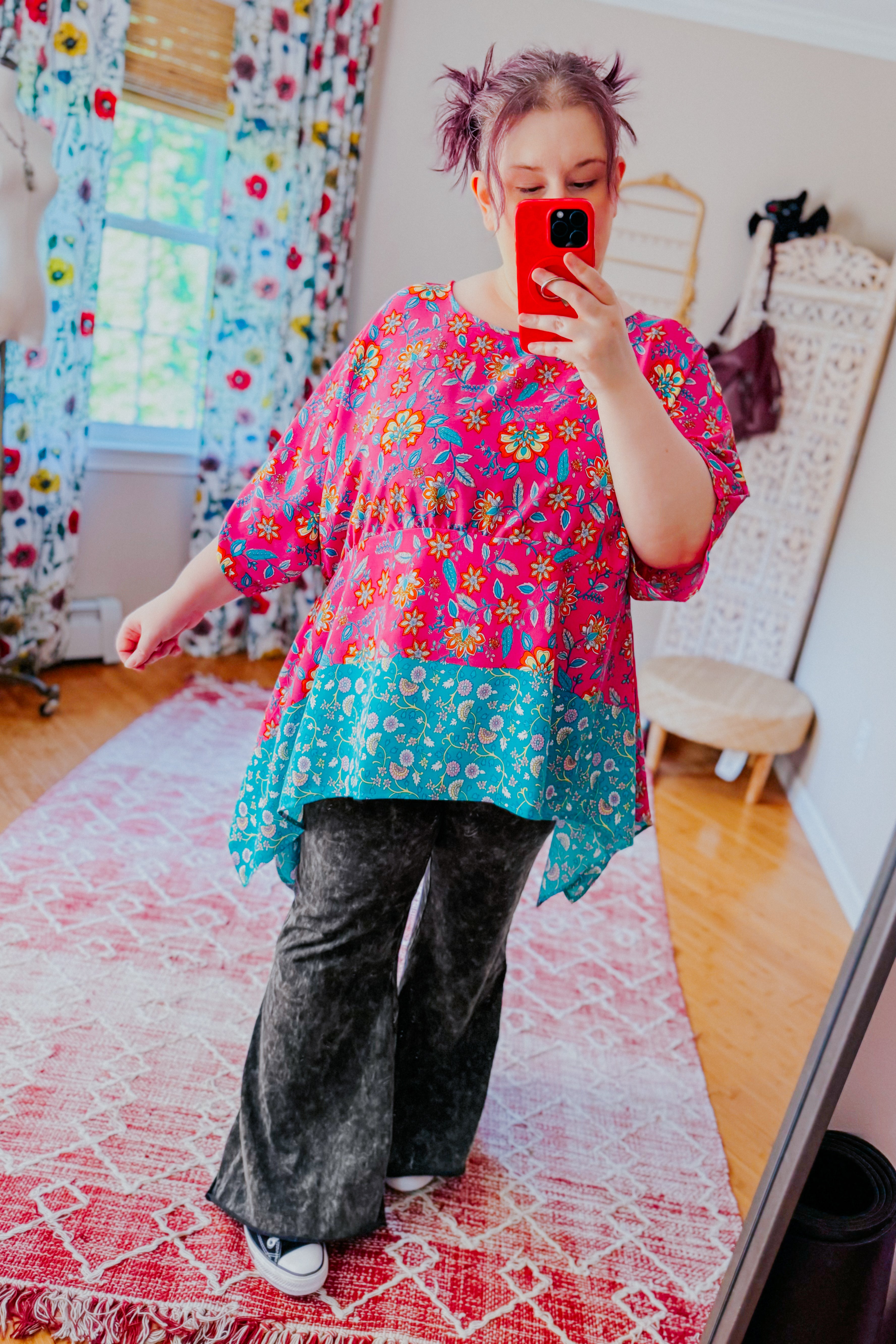 Vacay Ready Floral Paisley Shark Bite Hem Top