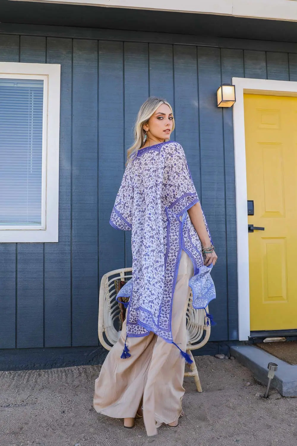 Heat Of The Night Floral Paisley Kimono • Blue - Atomic Wildflower