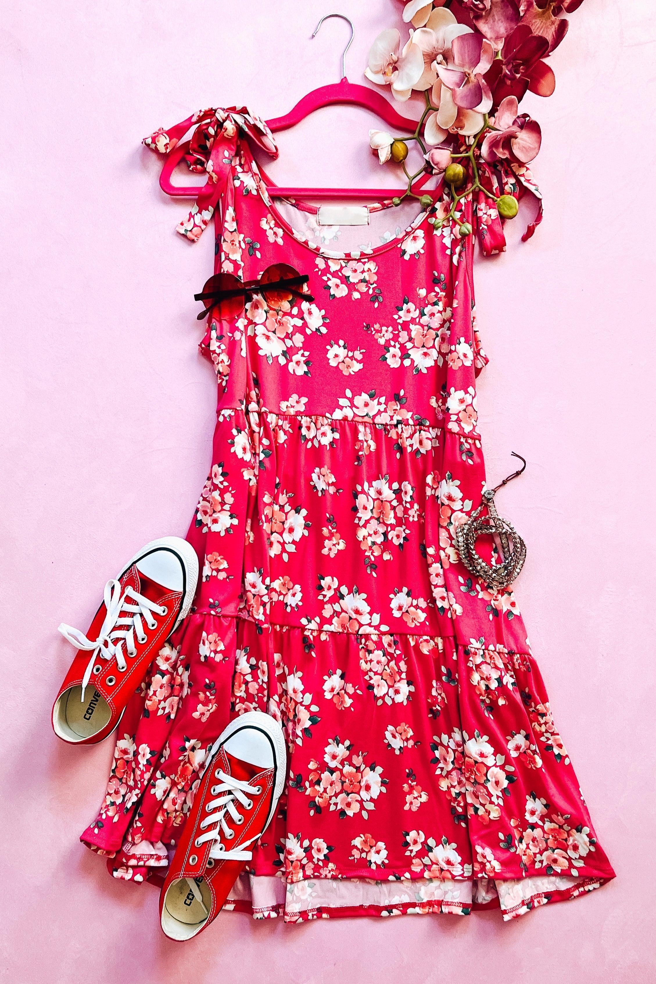 Fun Times Tiered Dress • Hot Pink - Atomic Wildflower