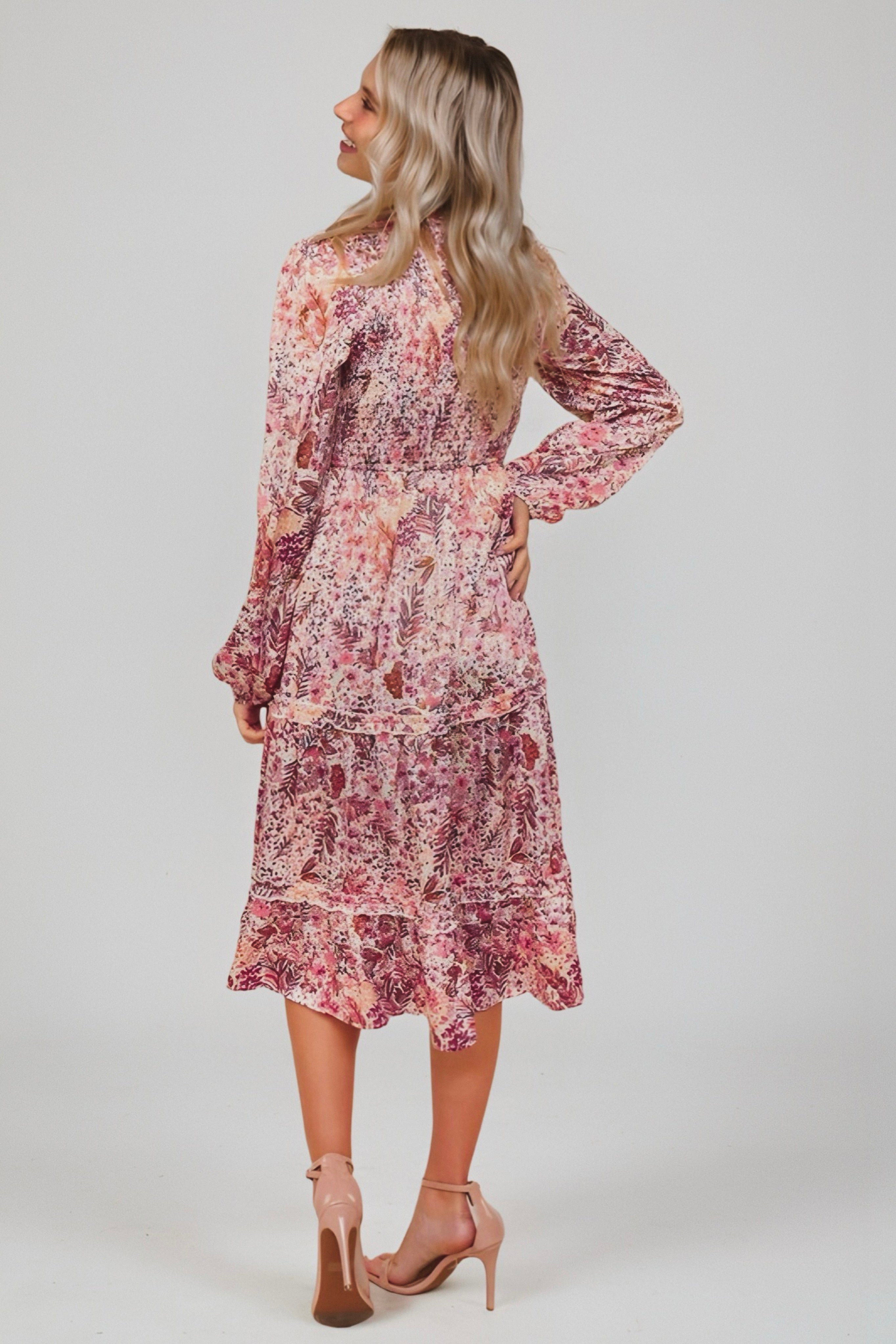 Bloom and Twirl Satin Floral Dress