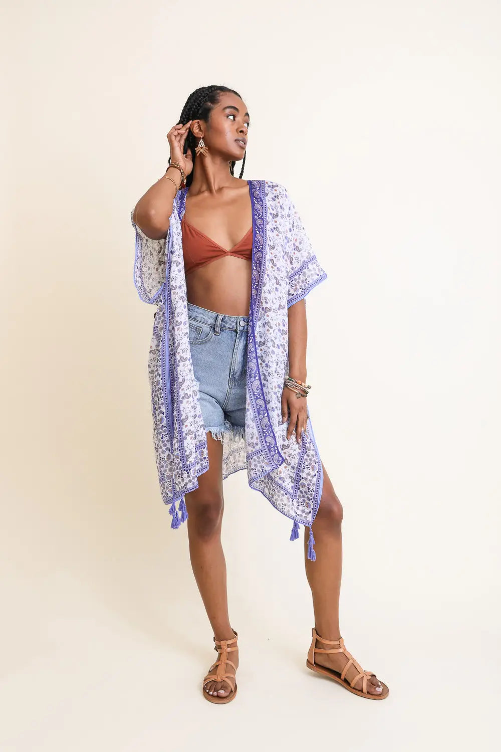 Heat Of The Night Floral Paisley Kimono • Blue - Atomic Wildflower