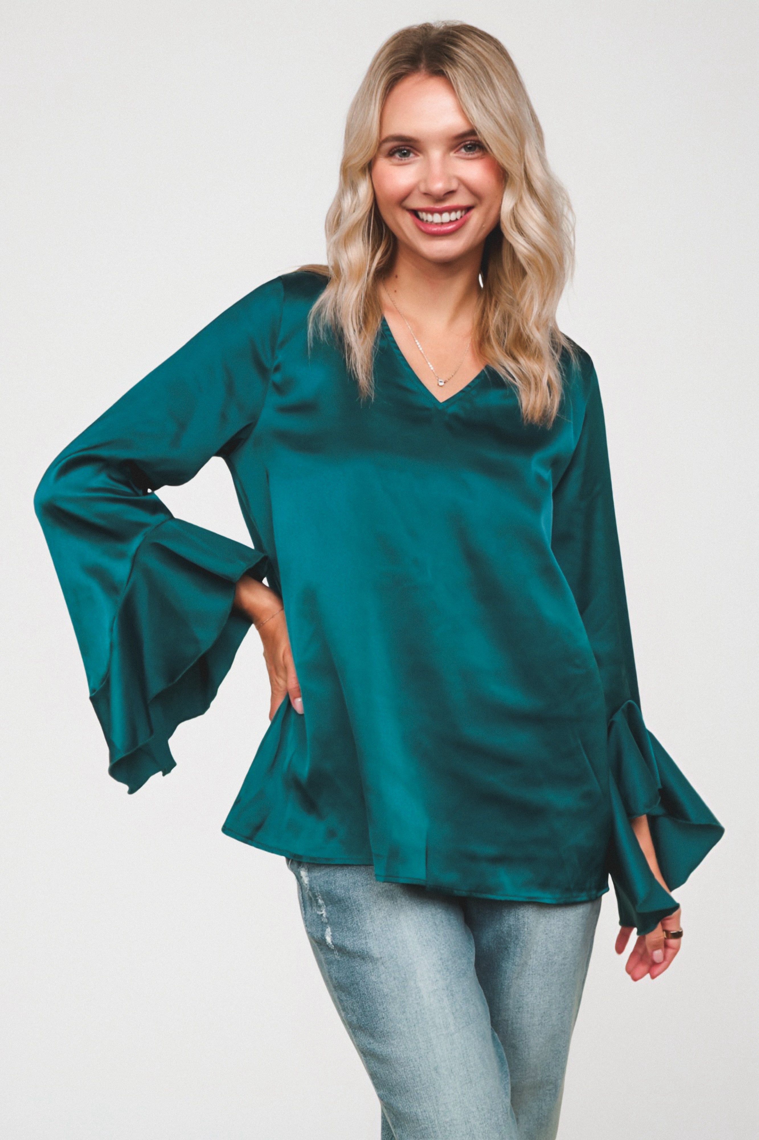 Teal Temptation Silk Blouse