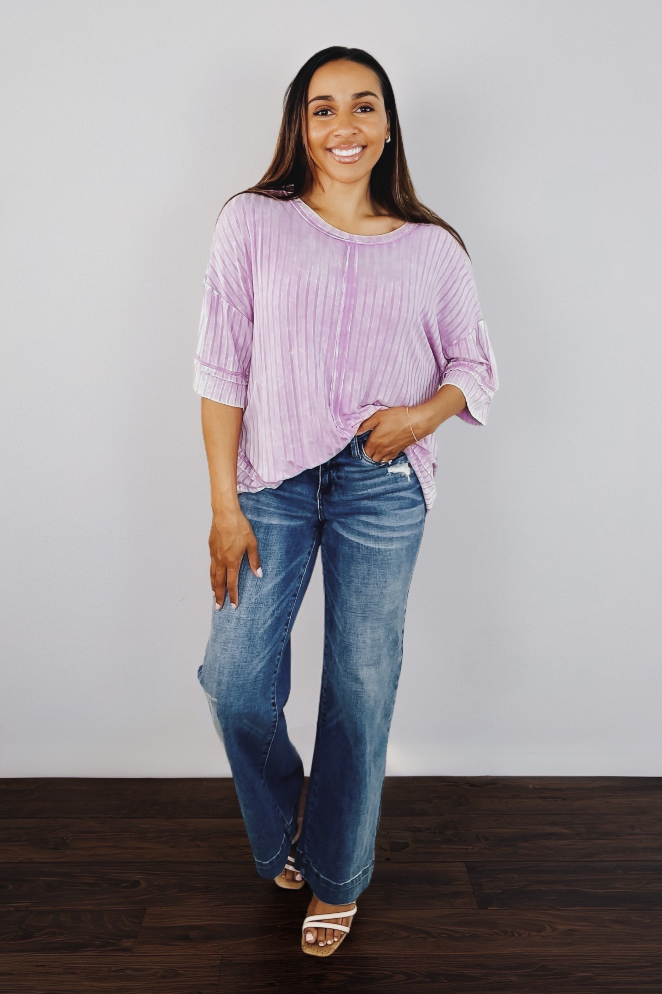 Loosely Speaking Oversized Basic Top • Mauve