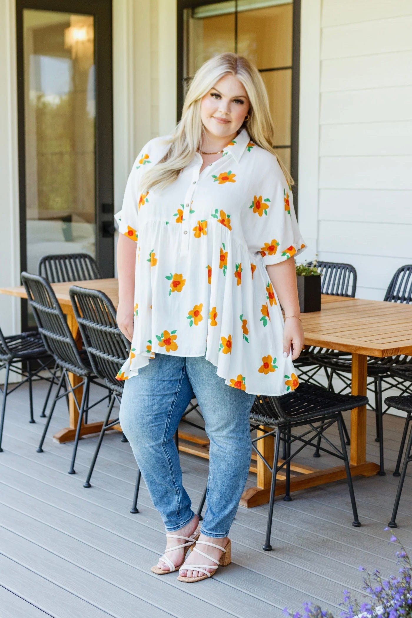 Blissed Out Button Up Babydoll Tunic
