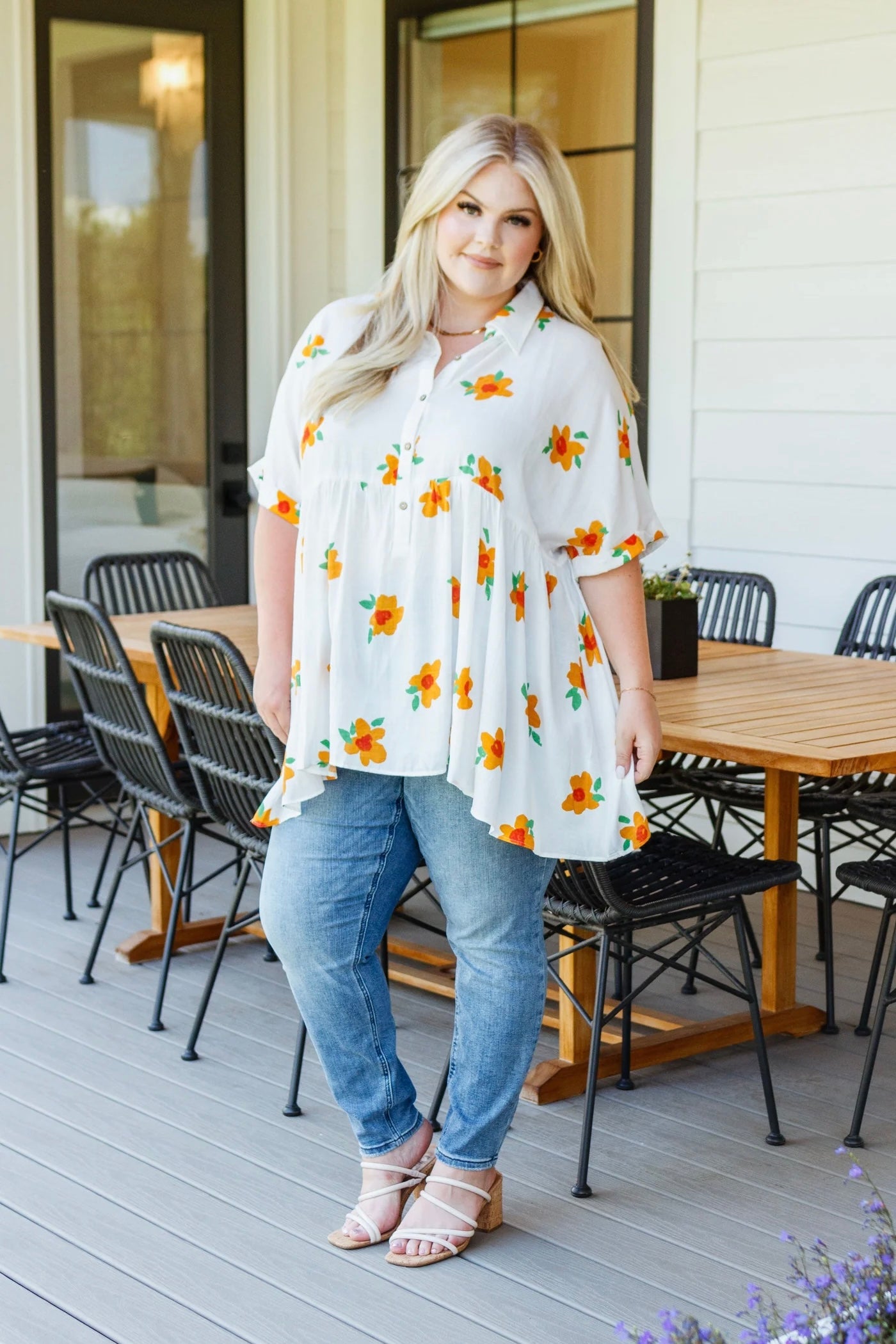 Blissed Out Button Up Babydoll Tunic