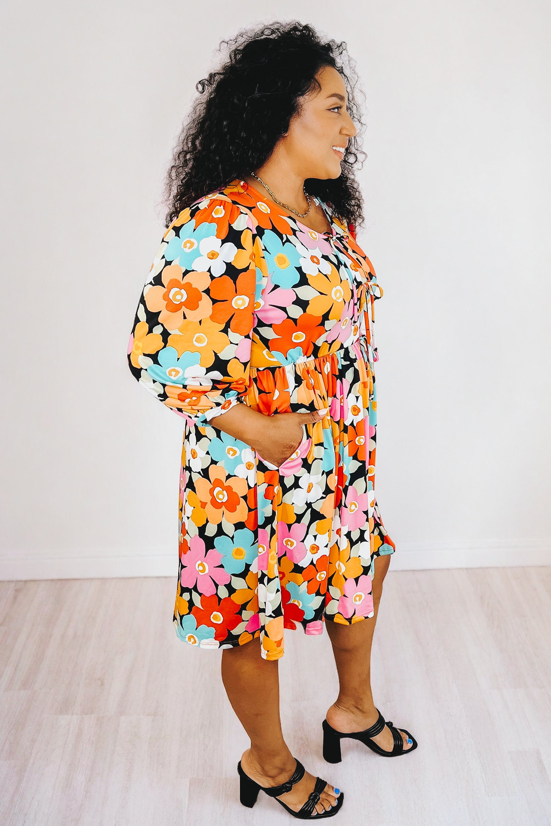 Little Bold V-Neck Knit Dress