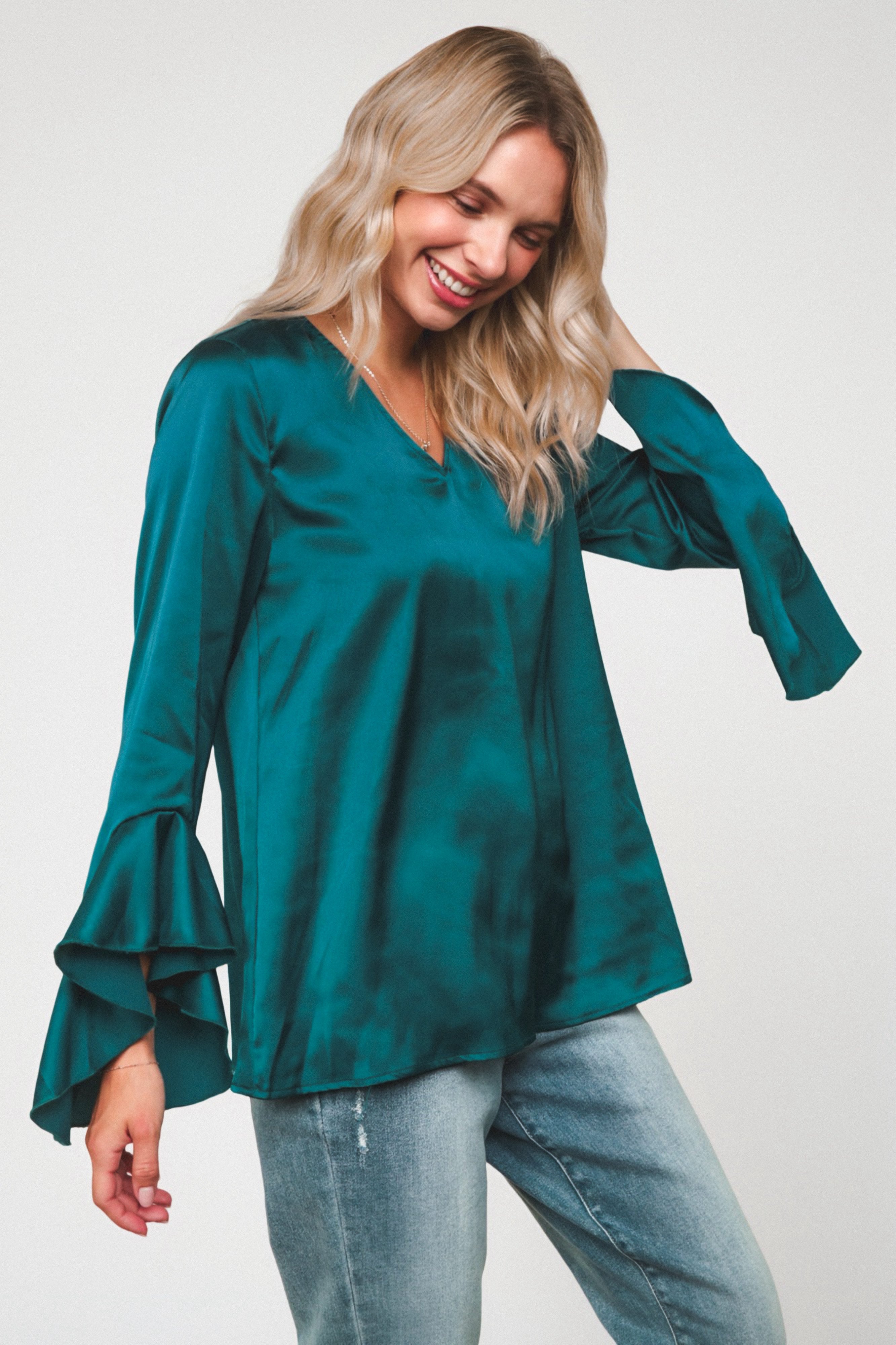 Teal Temptation Silk Blouse