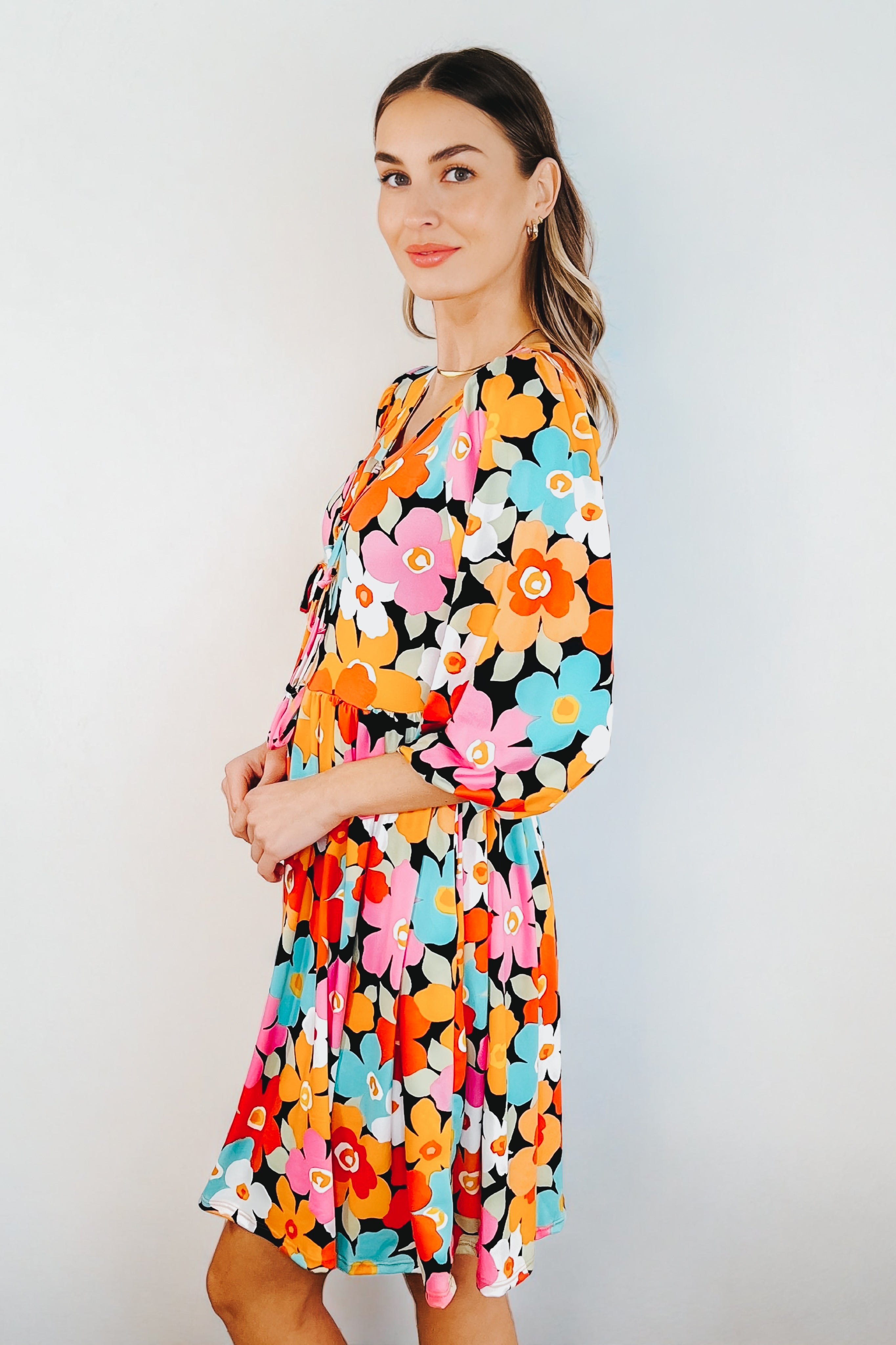 Little Bold V-Neck Knit Dress