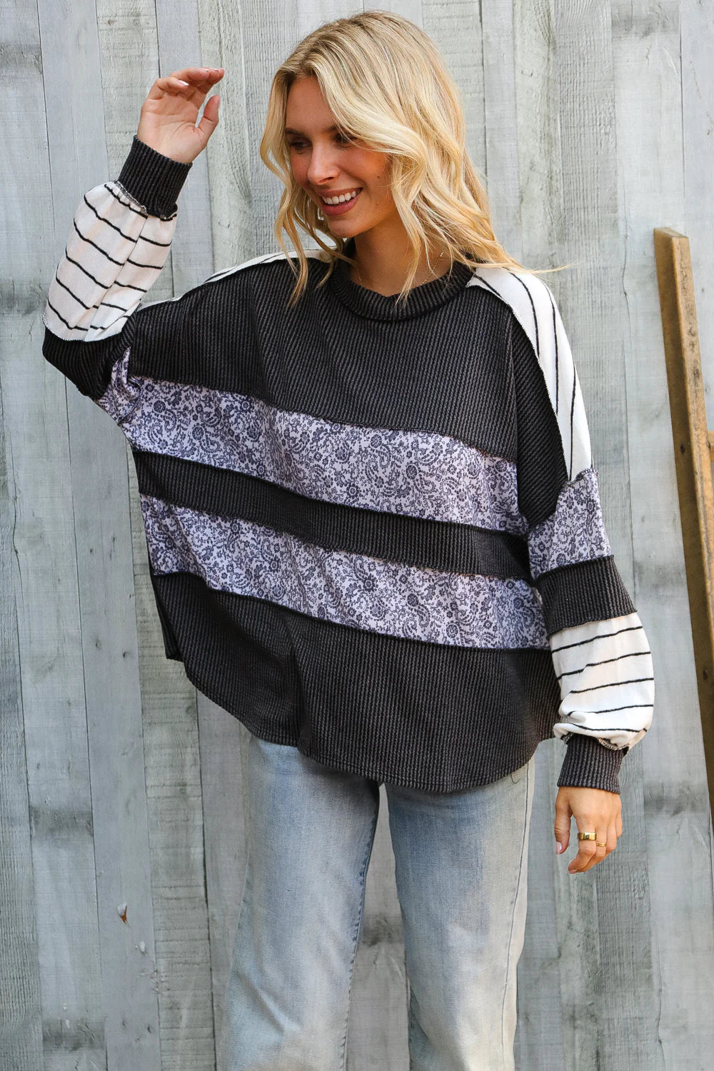 Lips Like Sugar Print Block Pullover