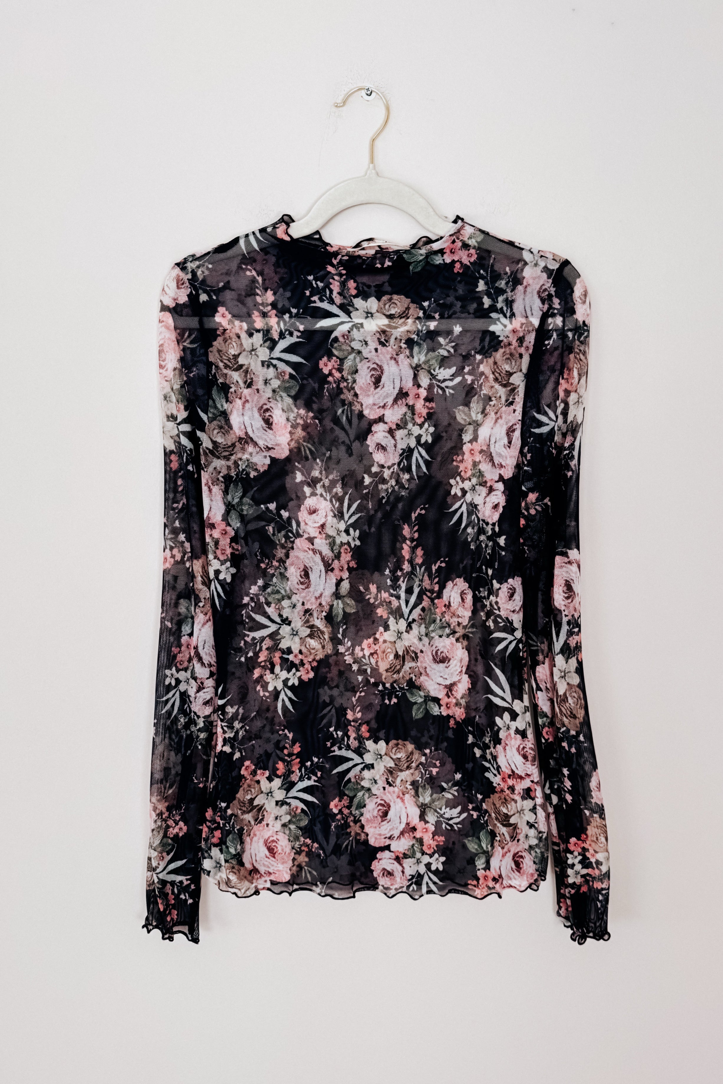 Dark Romance Sheer Floral Top