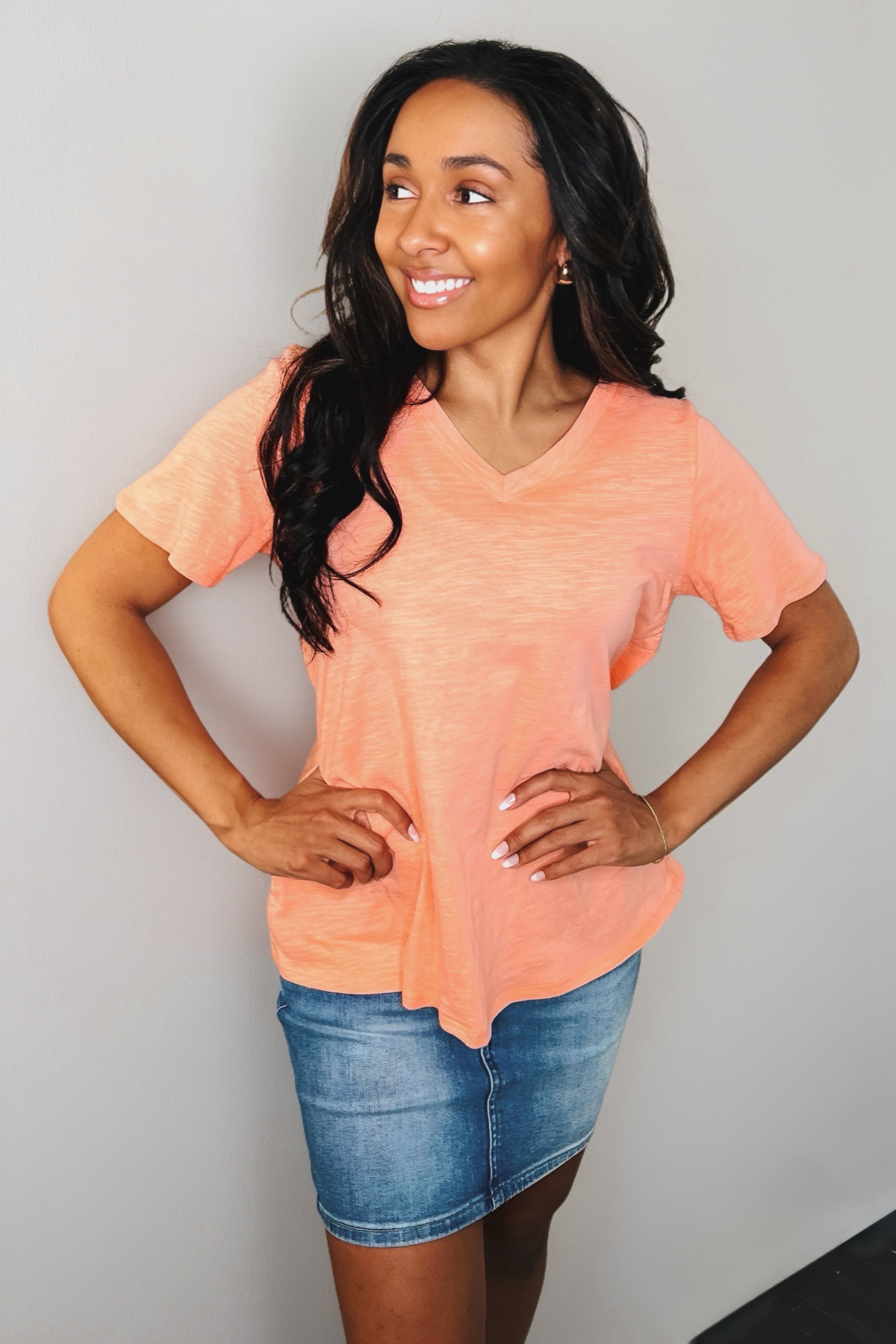 I Don't Have to Choose V-Neck Tee • Apricot Ice