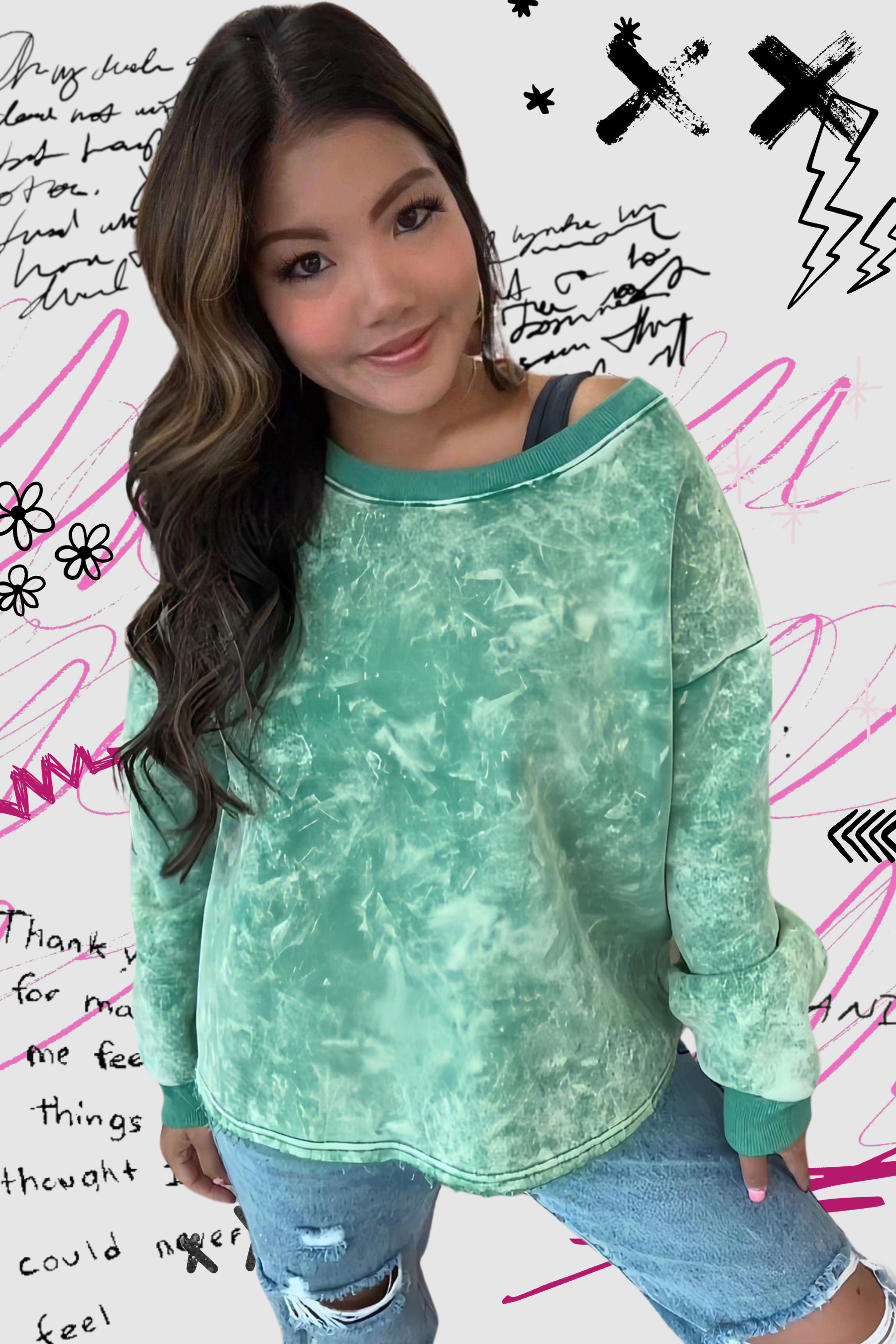 Bad Company Acid Wash Cropped Pullover • Sea Green
