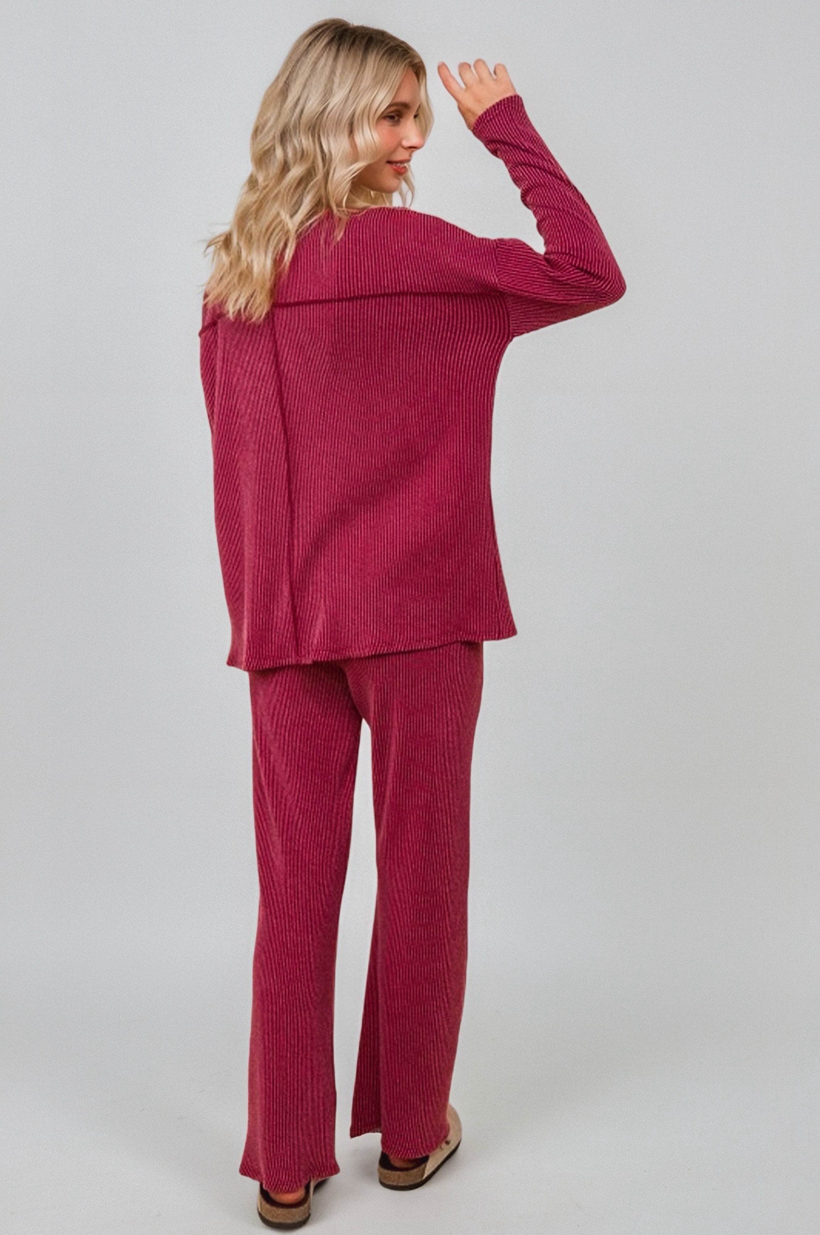 Cozy on Main Sweater Set • Wine