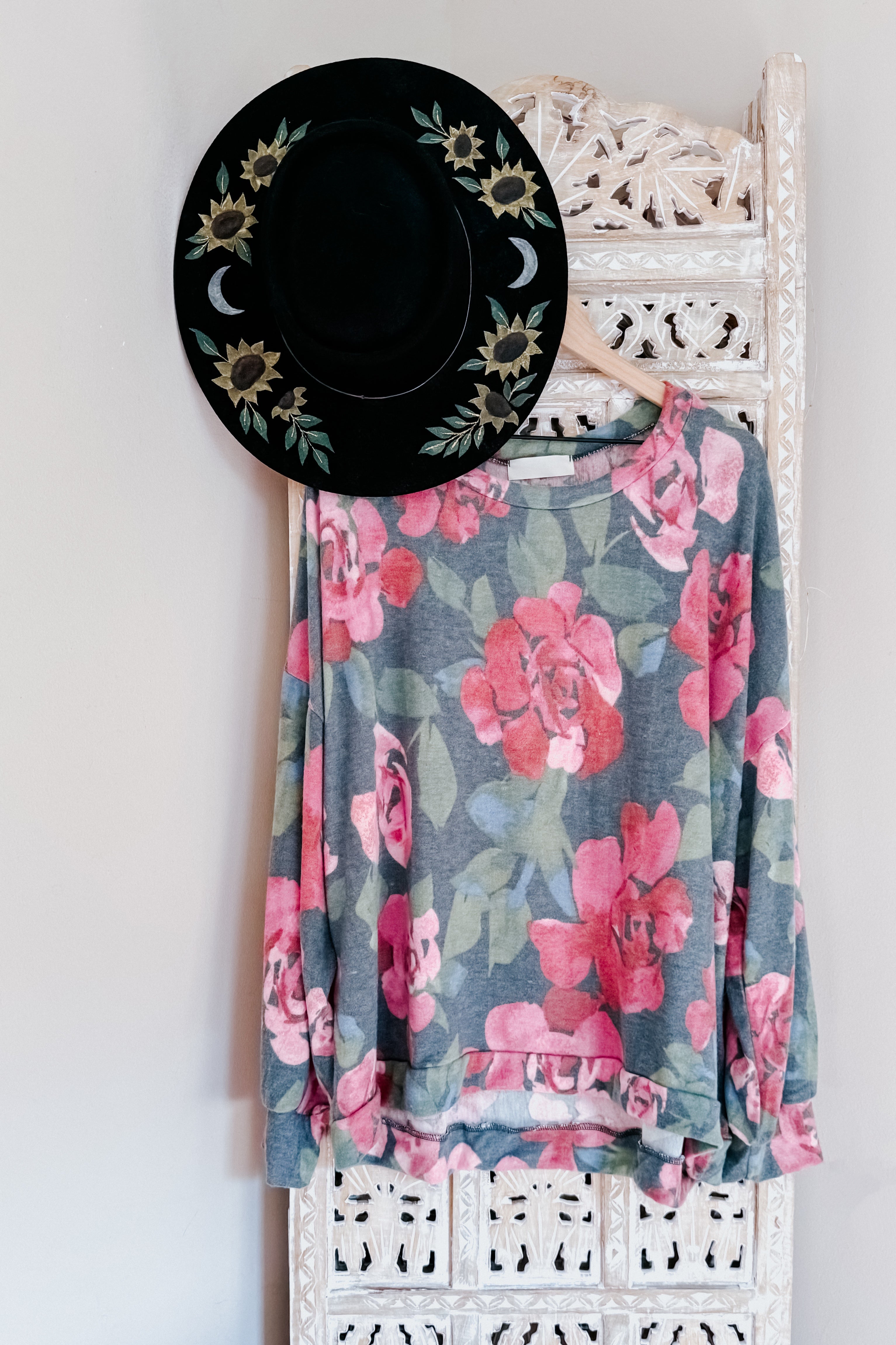 Forever Young Floral Brushed Hacci Sweater Top