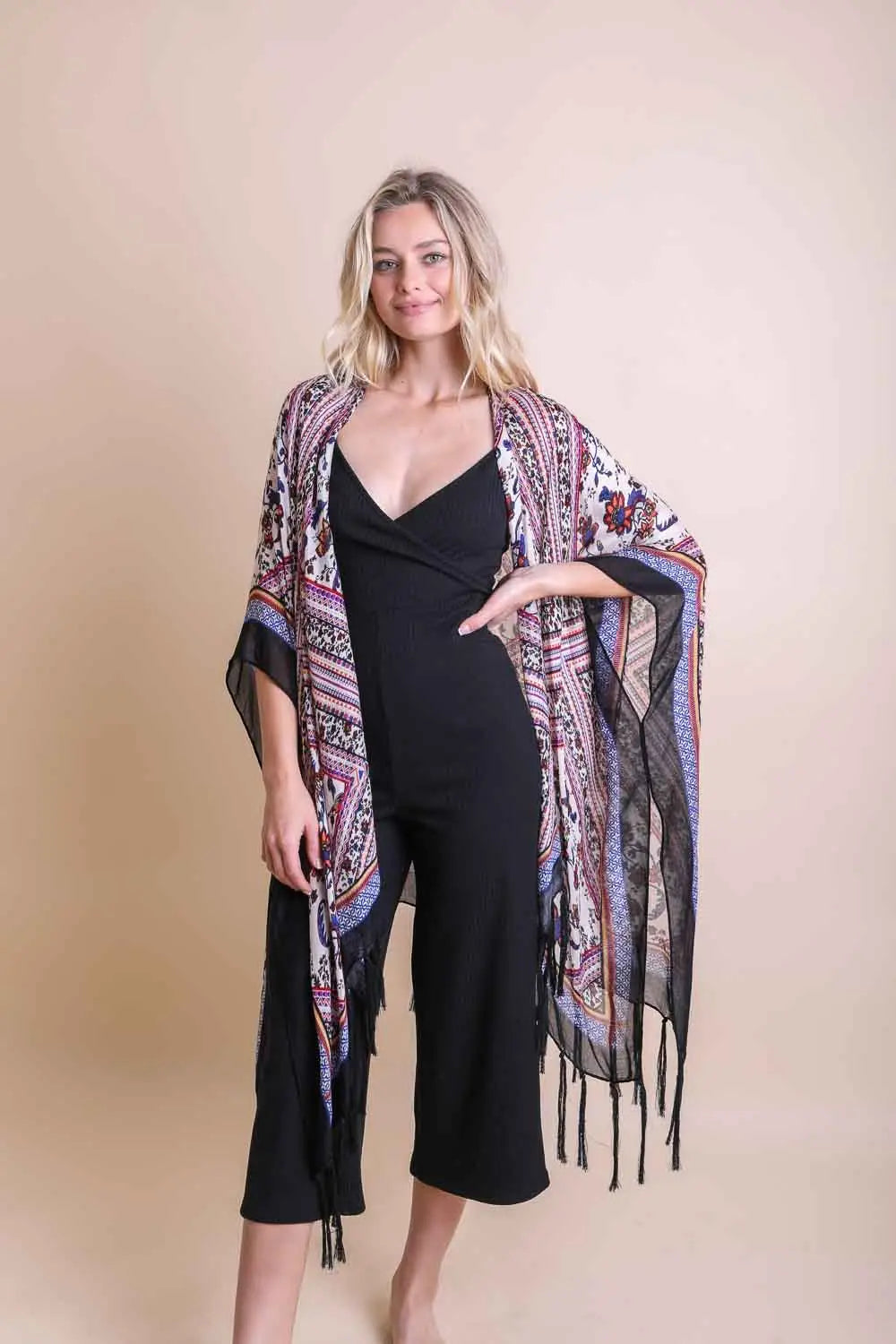 Delia Bohemian Diamond Tassel Kimono Layering Piece • Purple - Atomic Wildflower