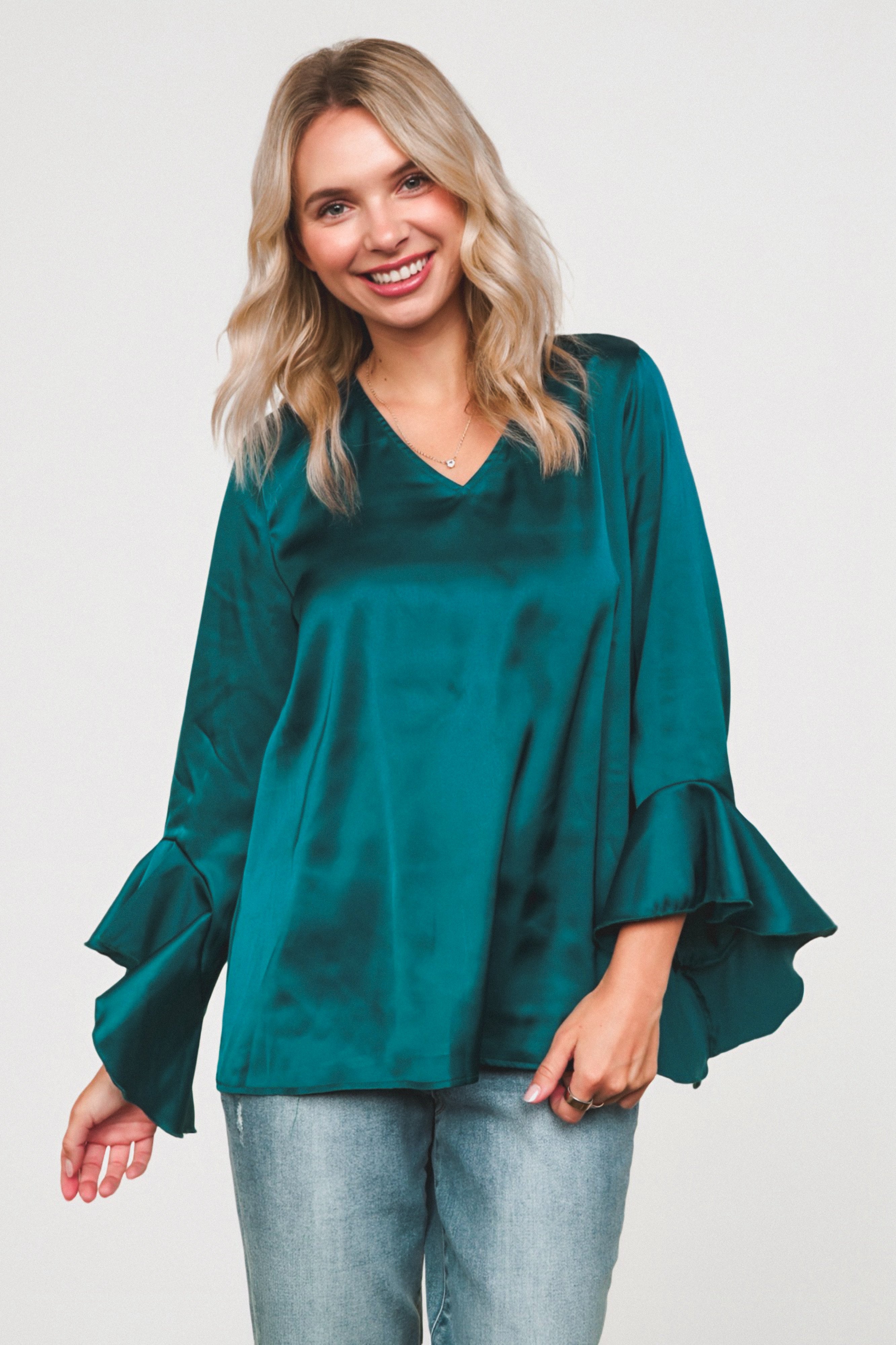 Teal Temptation Silk Blouse