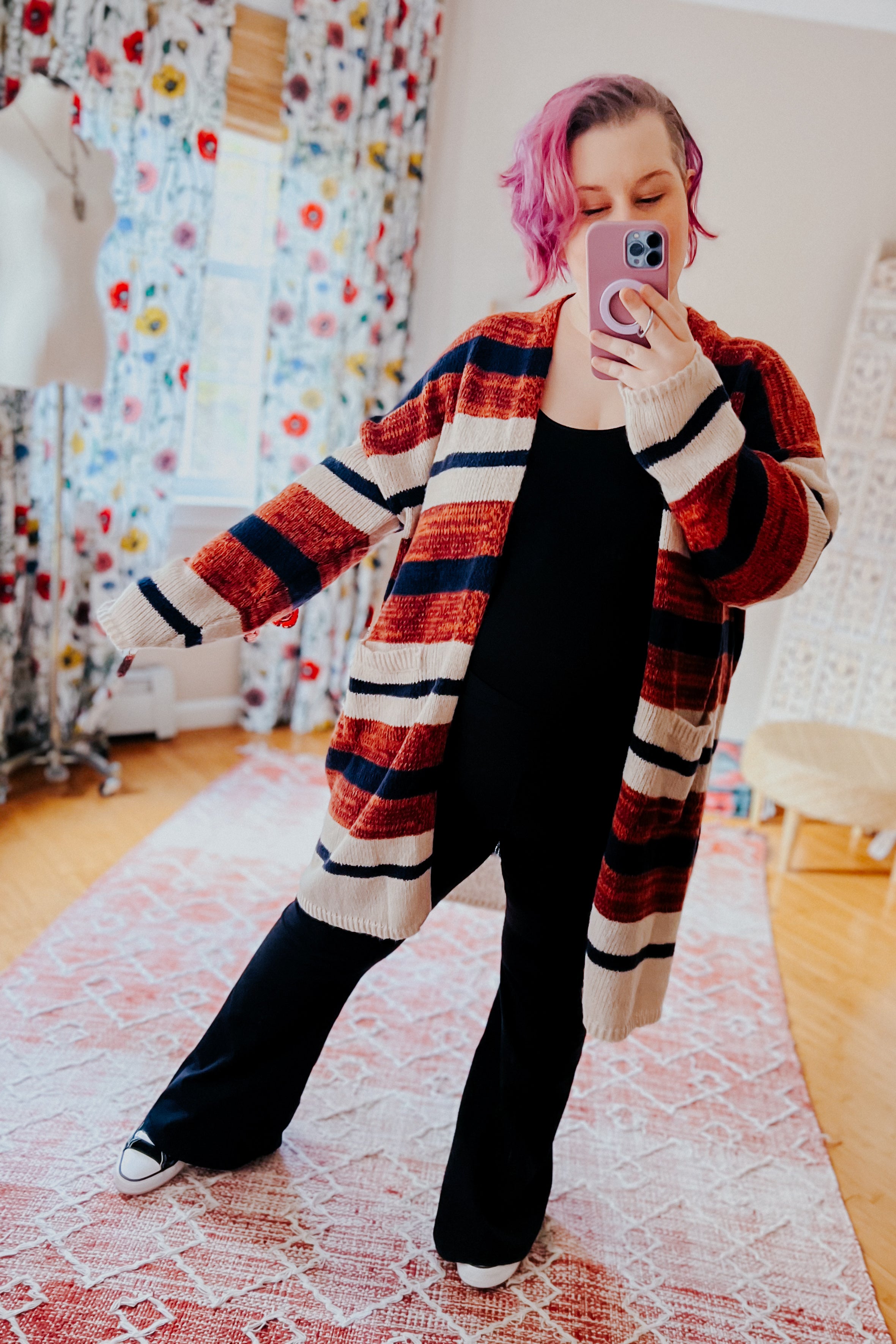 All Put Together Striped Pocketed Cardigan