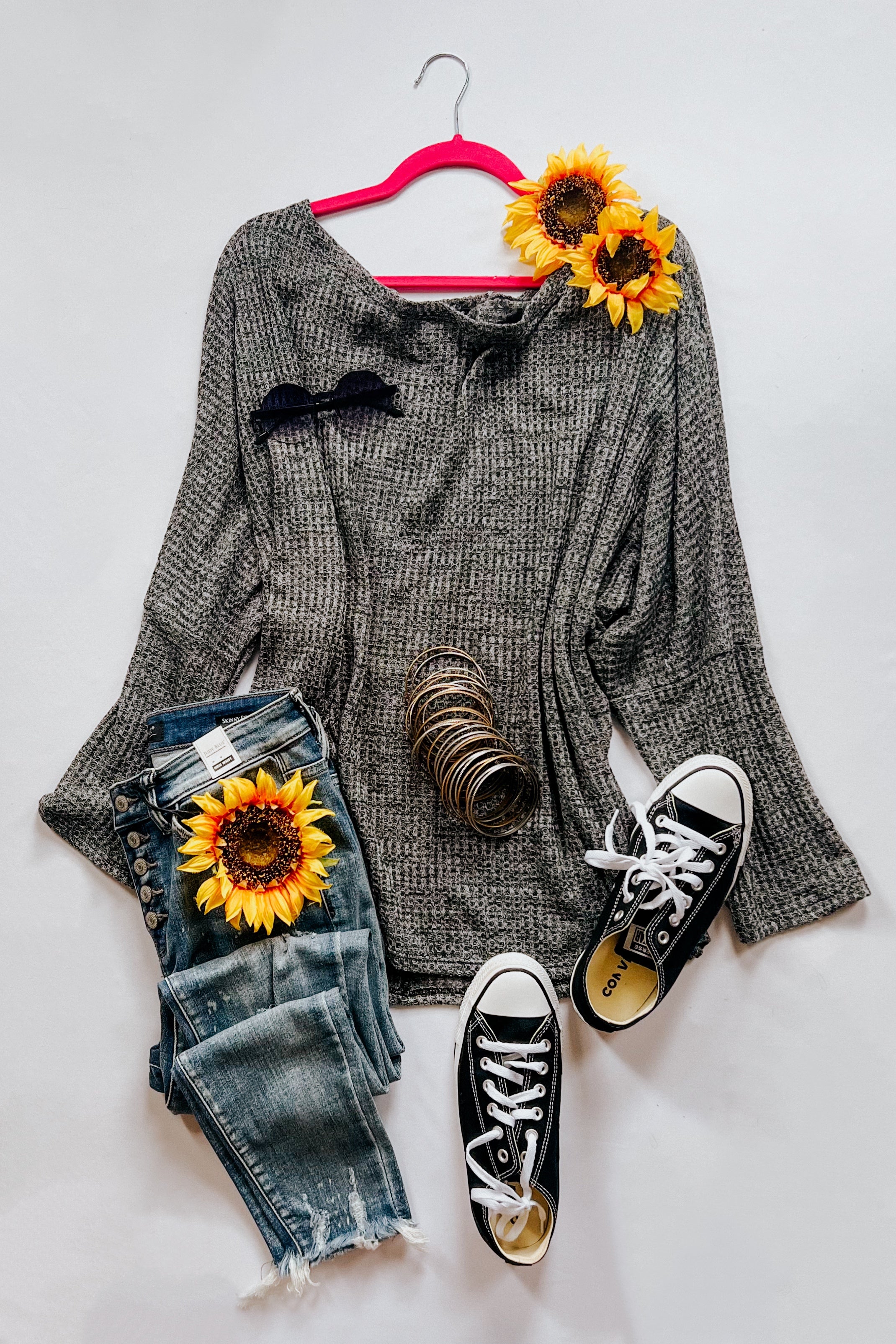 Warm Thoughts Ribbed Top • Charcoal
