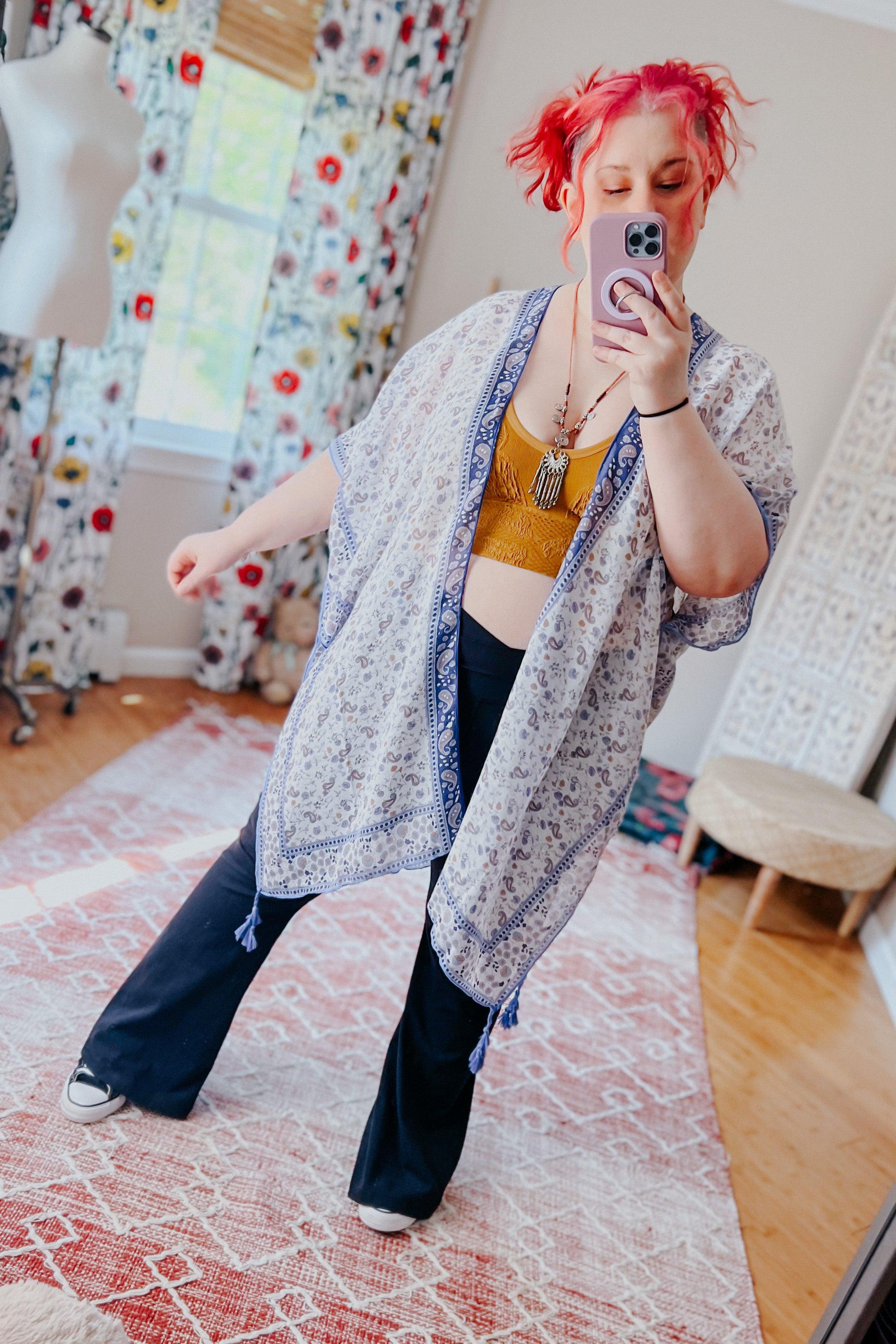 Heat Of The Night Floral Paisley Kimono • Blue - Atomic Wildflower