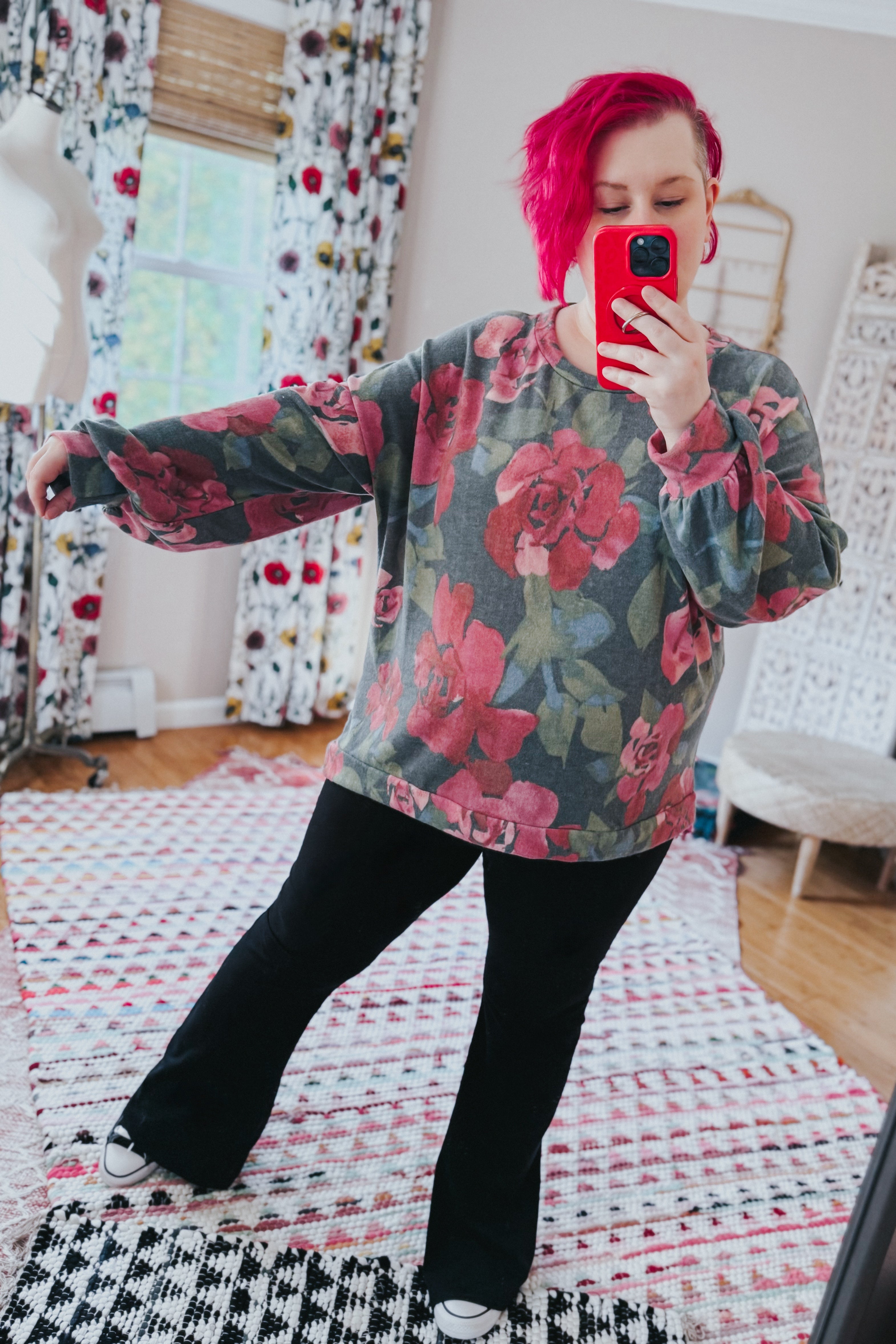 Forever Young Floral Brushed Hacci Sweater Top