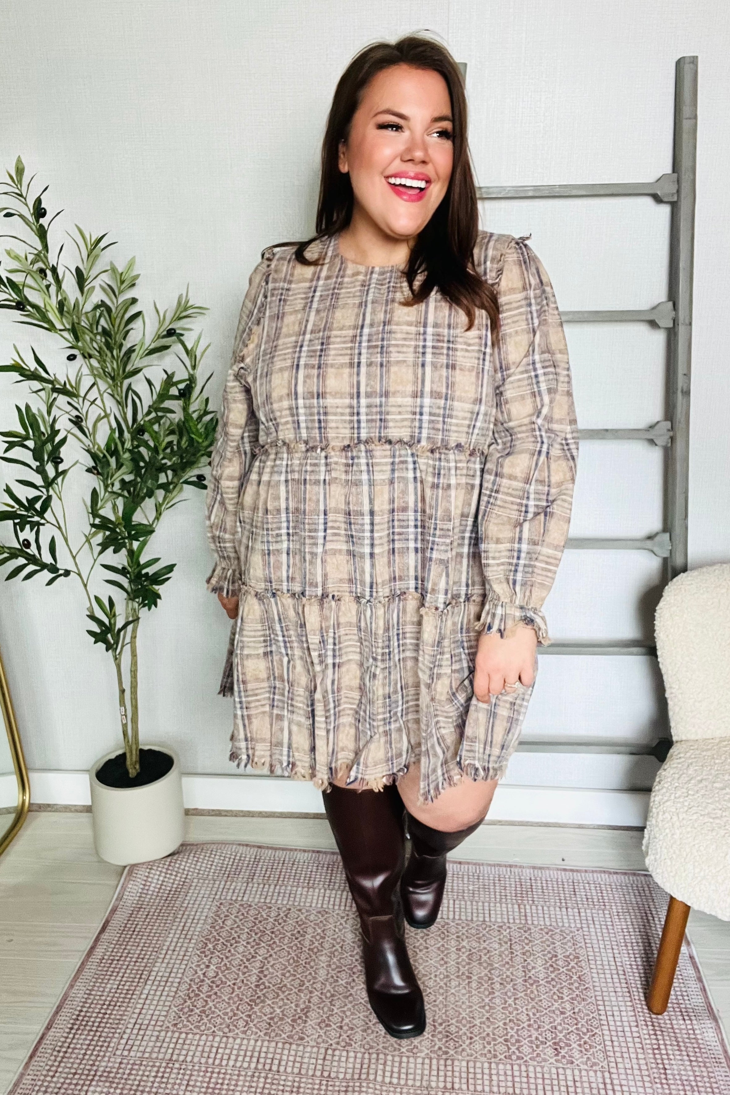 Sweet Tea on the Porch Plaid Tiered Dress